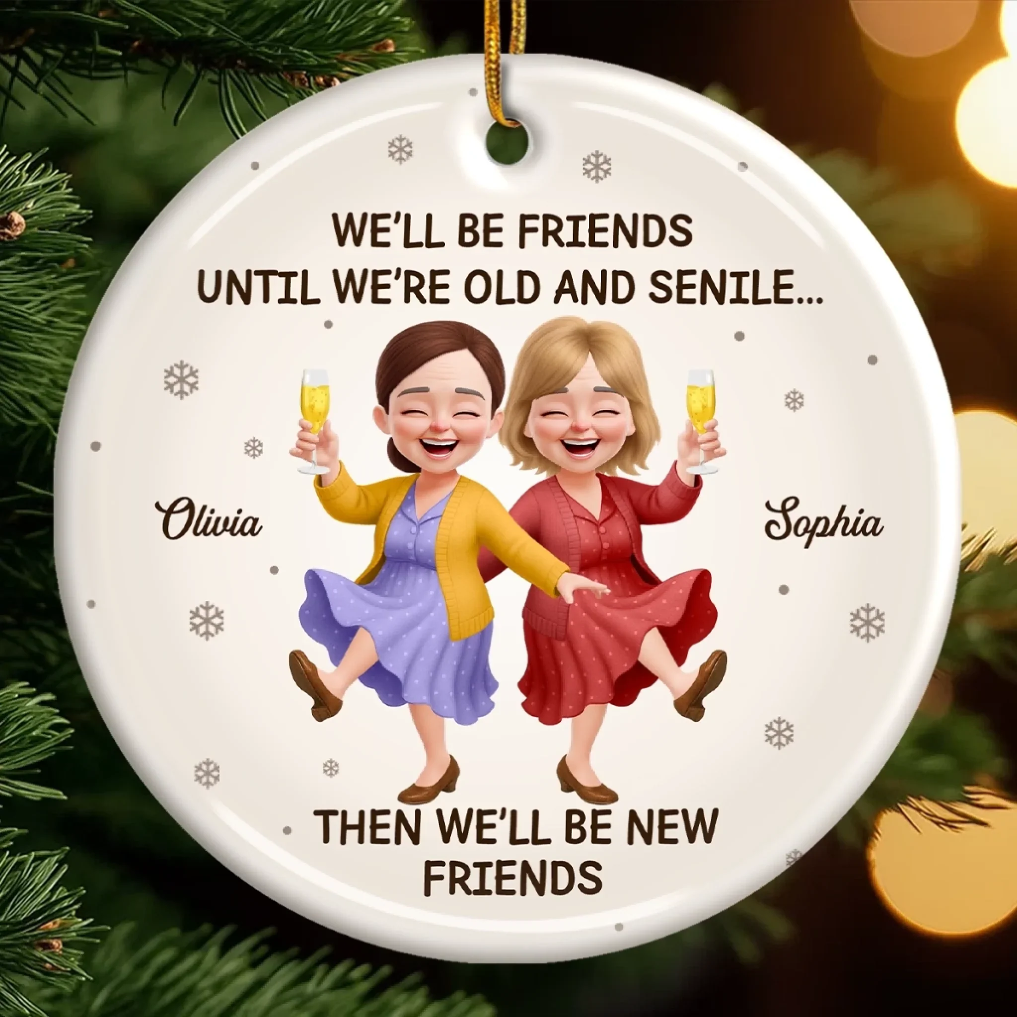 Custom Ceramic Ornament - Personalized Best Friend Christmas Birthday Gifts For Women, Besties, Sisters, BFF - Laughing Through The Holiday Magic - Robaser