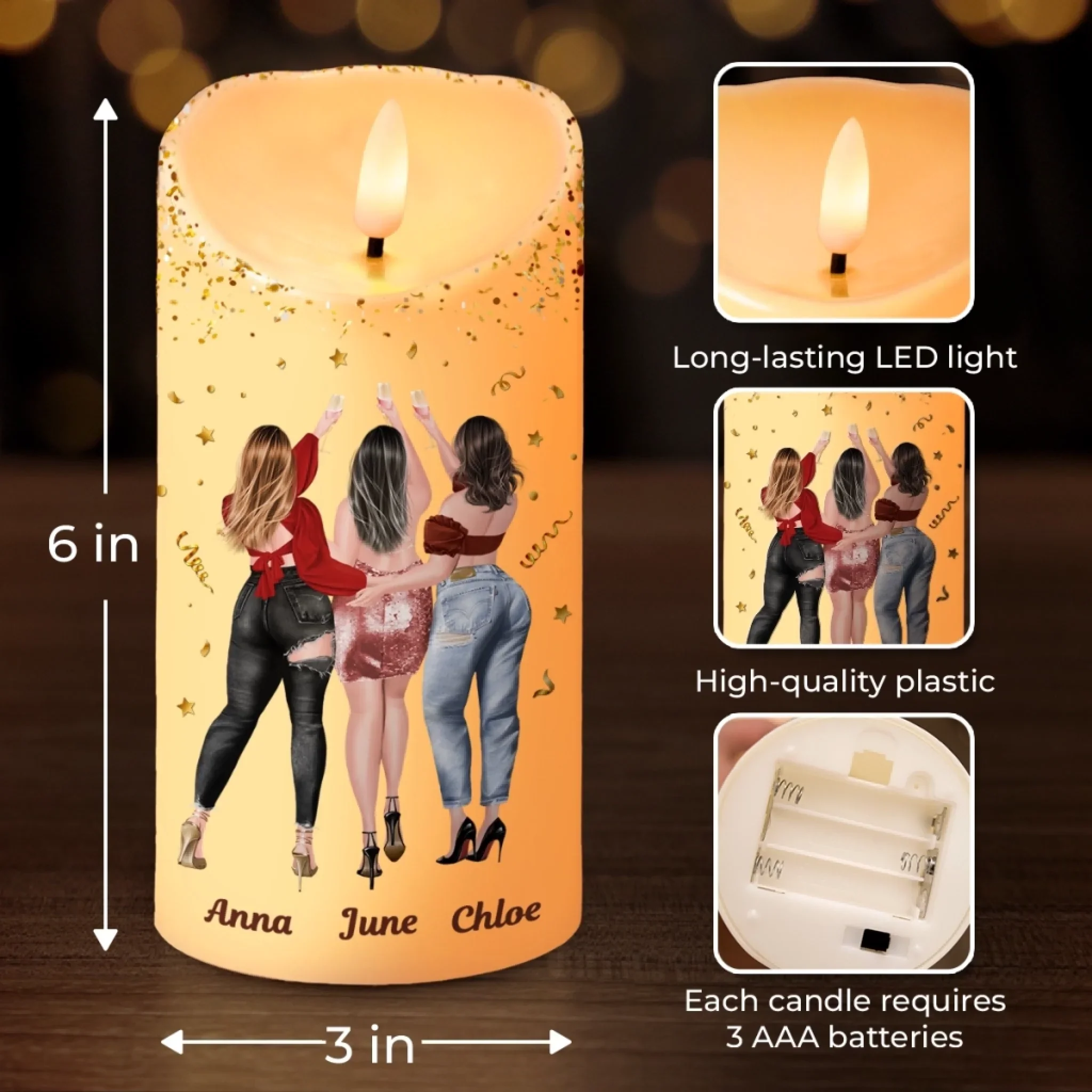 Custom LED Candle - Personalized Best Friend Birthday Gifts For Women, Besties, Sisters, BFF - Every Glow Tells Our Story - Robaser