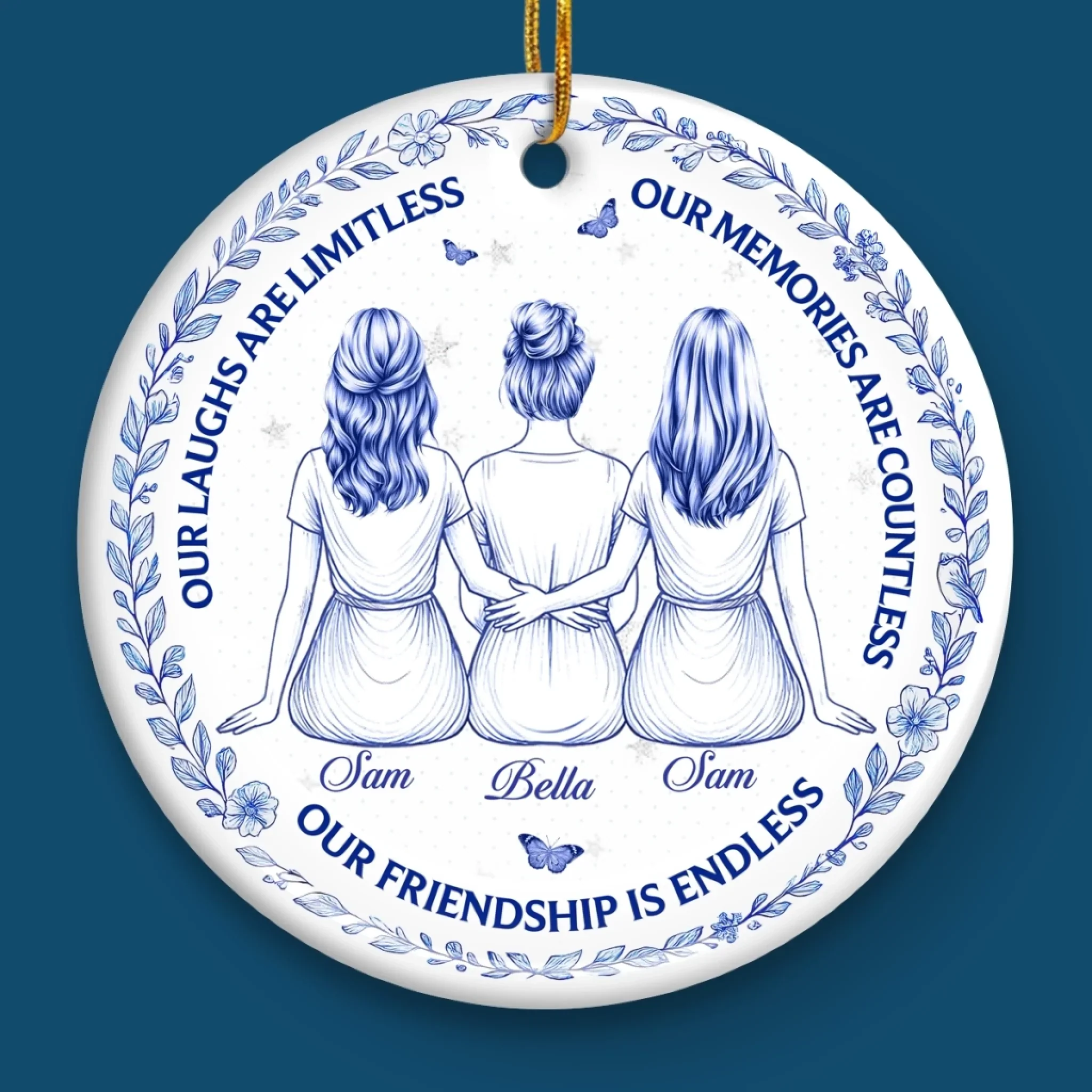 Custom Ceramic Ornament - Personalized Best Friend Christmas Birthday Gifts For Women, Besties, Sisters, BFF - Our Friendship Is Endless - Robaser
