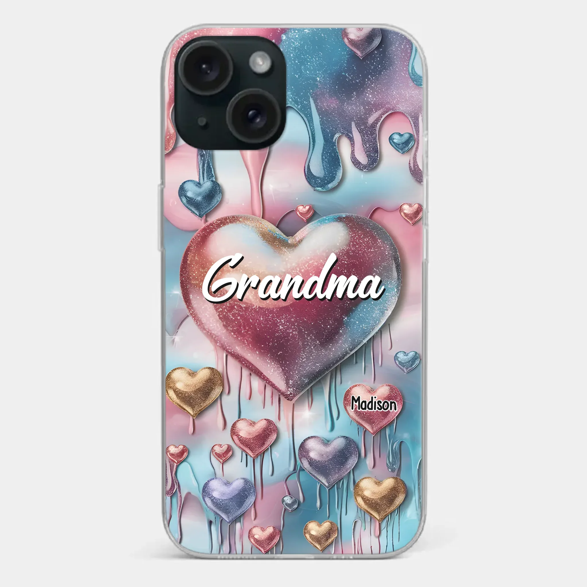 Forever In Grandmother's Heart - Family Personalized Custom 3D Inflated Effect Printed Clear Phone Case - Gift For Mom, Grandma - Robaser