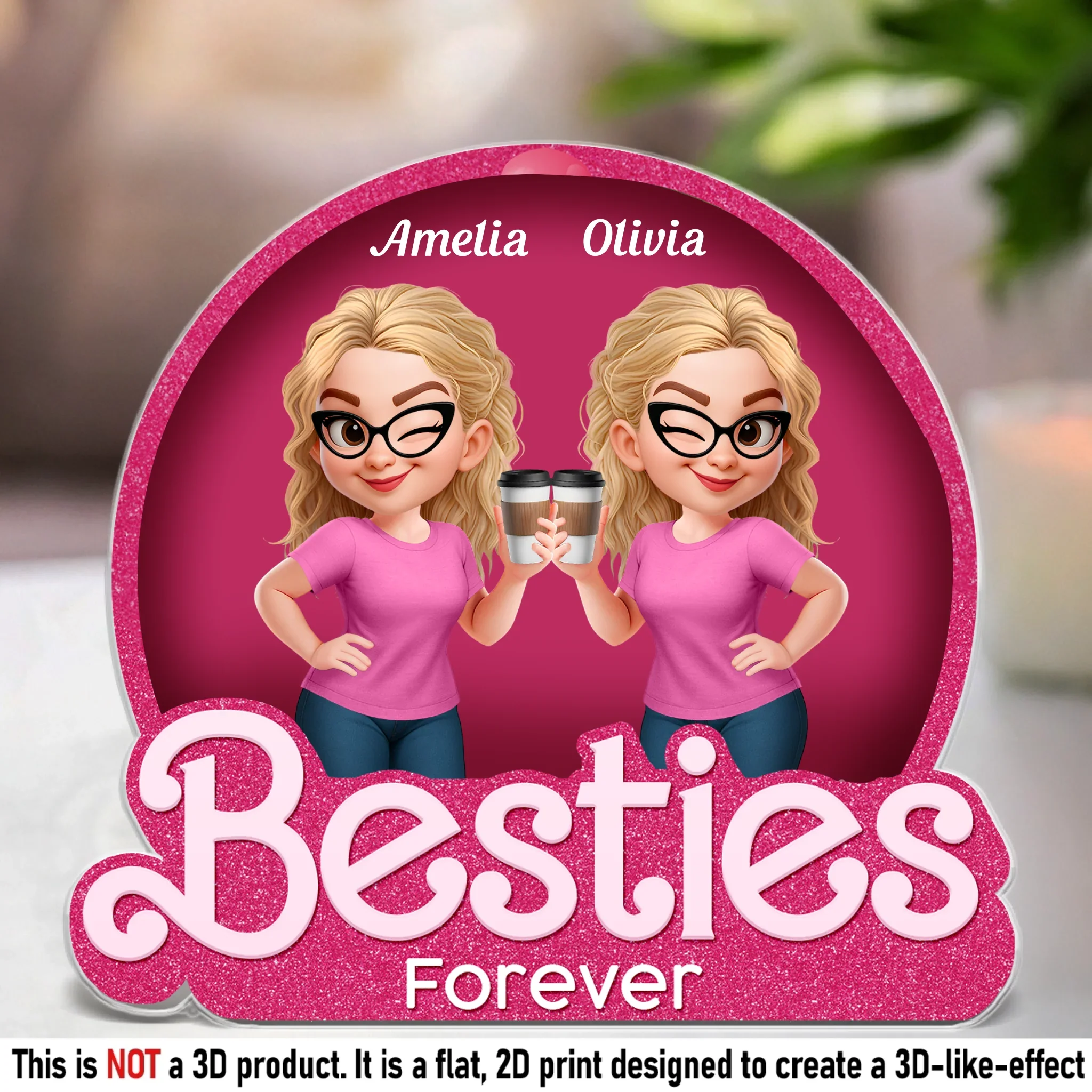 Custom Acrylic Plaque - Personalized Best Friend Birthday Gifts For Women, Besties, Sisters, BFF - Besties Forever Side By Side - Robaser