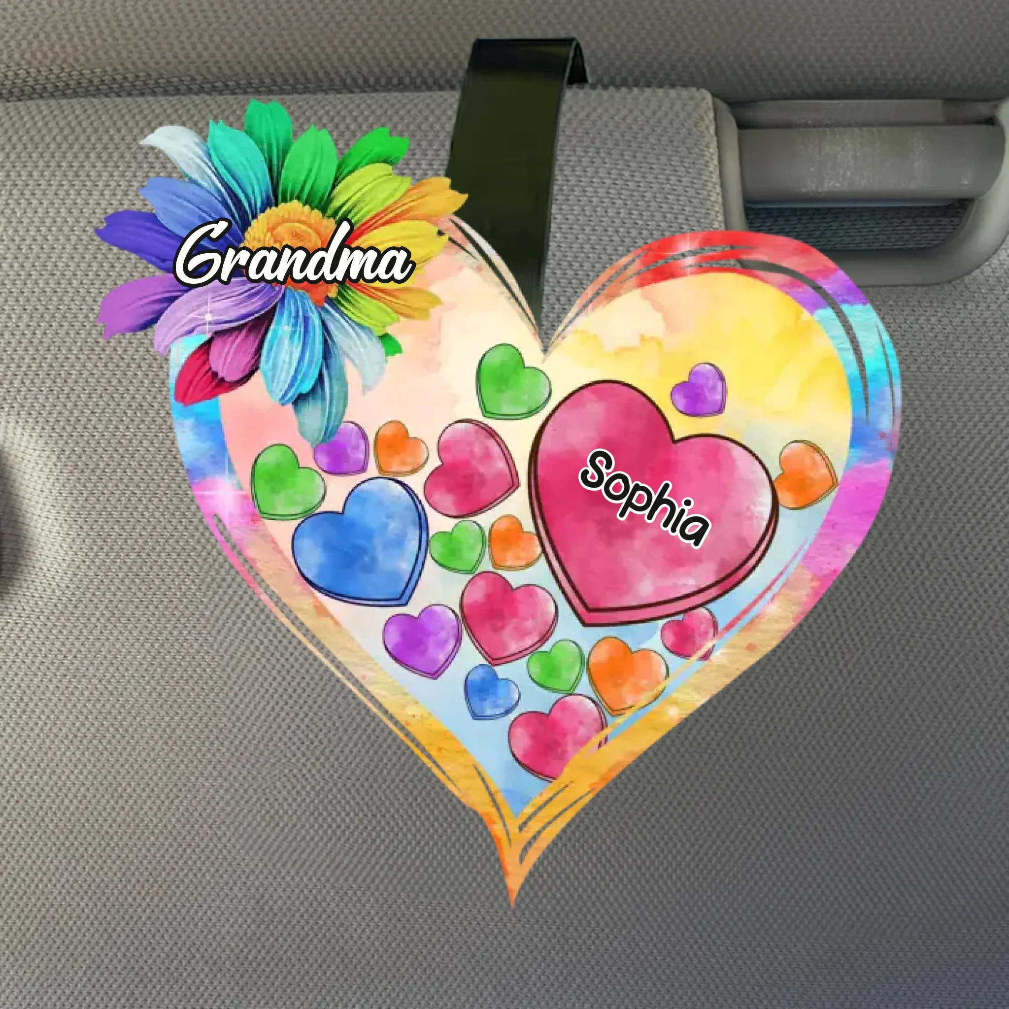 A Grandma Is Warm Hugs And Sweet Memories - Family Personalized Custom Car Visor Clip - Gift For Mom, Grandma - Robaser