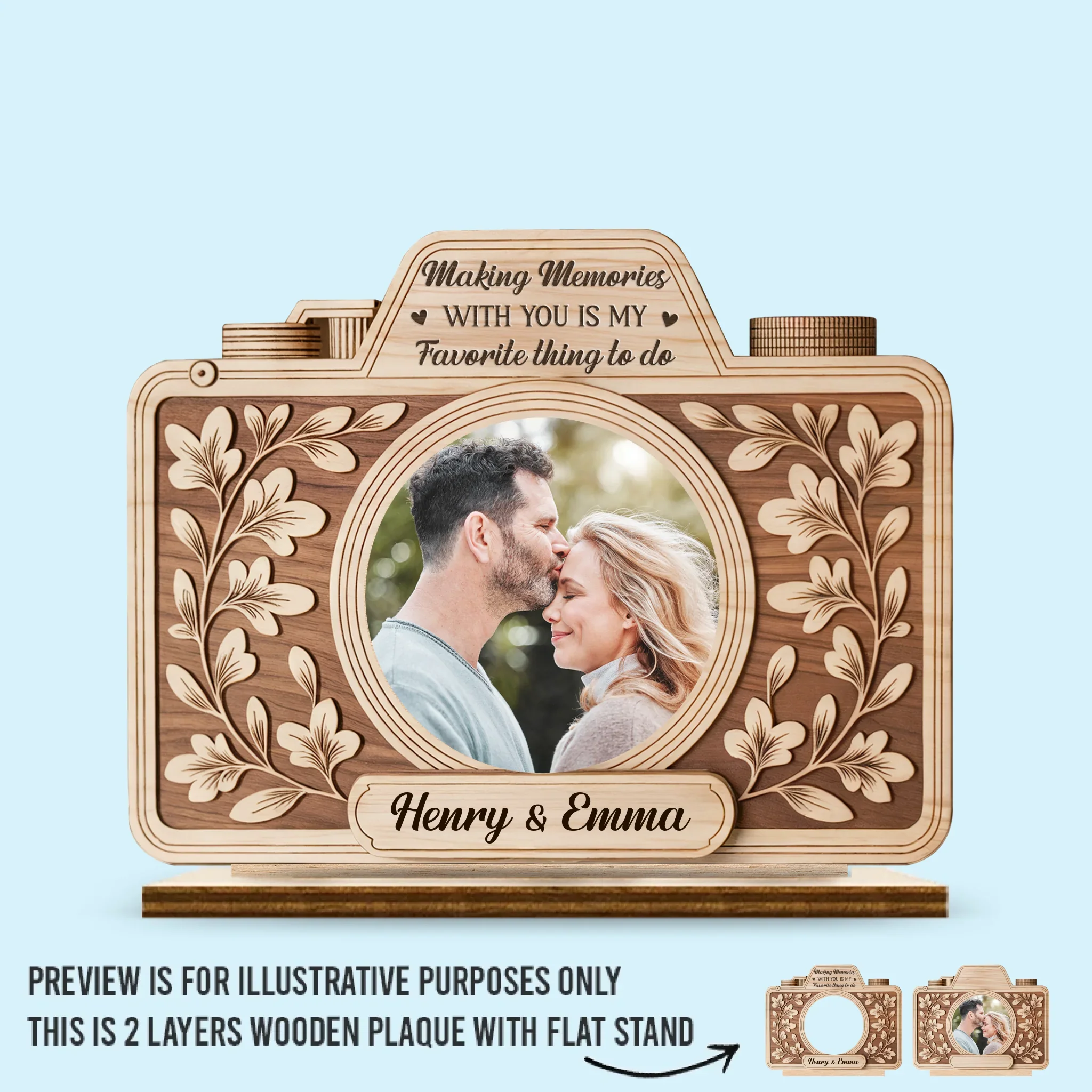 Custom Photo 2-Layered Wooden Plaque - Personalized Anniversary Wedding Gifts For Husband And Wife, Him And Her - Our Love Story Is My Favorite - Robaser