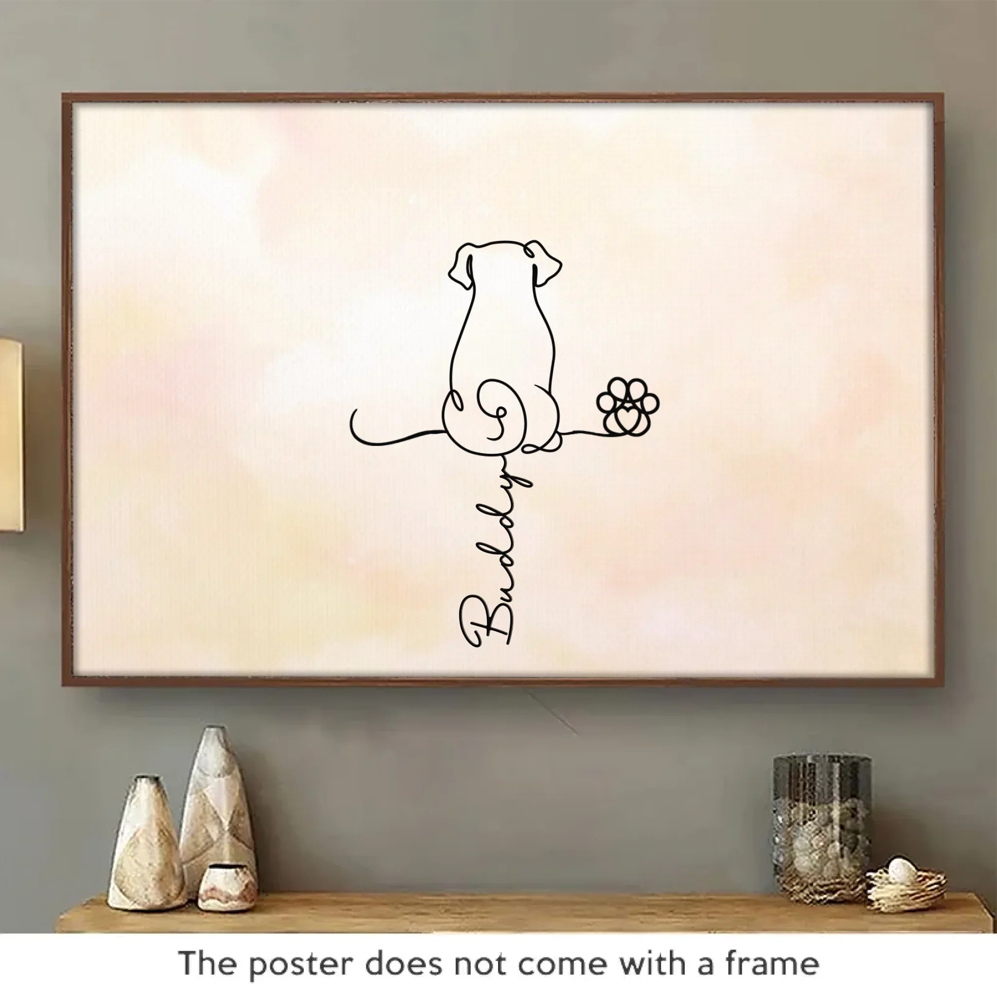 Custom Line Art Horizontal Poster - Personalized Pet Memorial Sympathy Gifts For Dogs - Furry Souls, Endless Love - Robaser