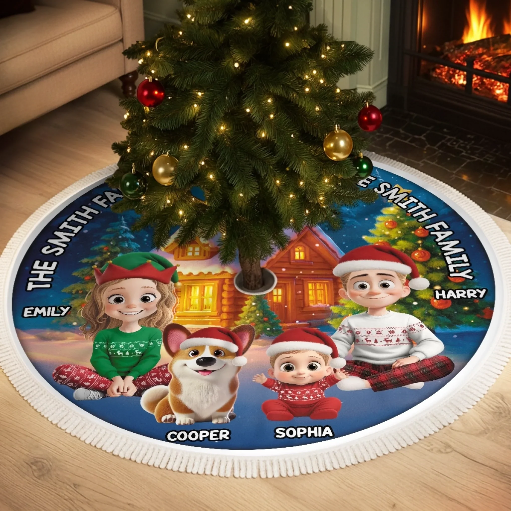 Custom Tree Skirt - Personalized Christmas Birthday Gifts For Mom, Dad, Brother, Sister, Kids - Love Warms Our Christmas Home - Robaser