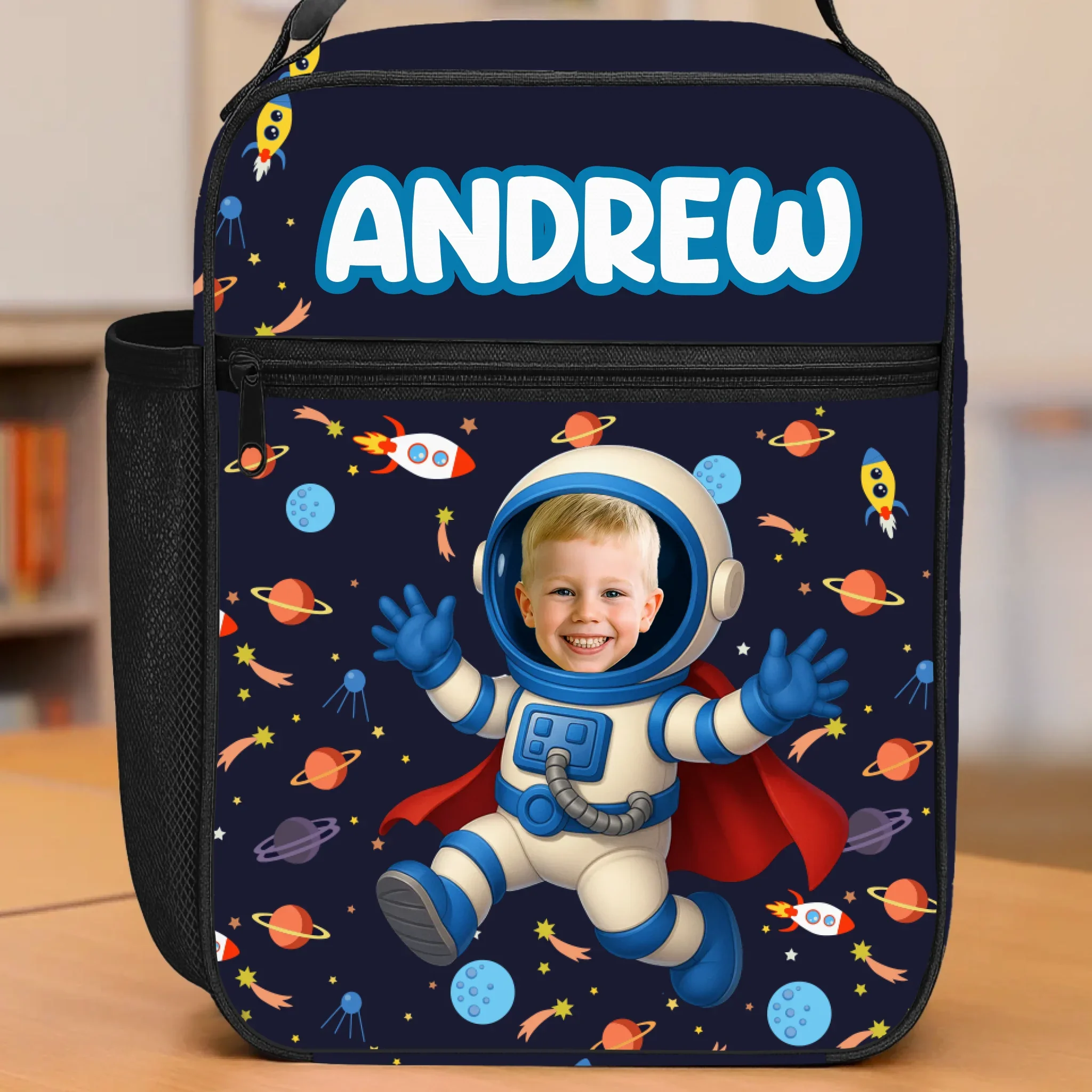 Custom Photo Kids Lunch Bag - Personalized Back To School Gifts For Kids - Ride Into Lunch With Magic - Robaser
