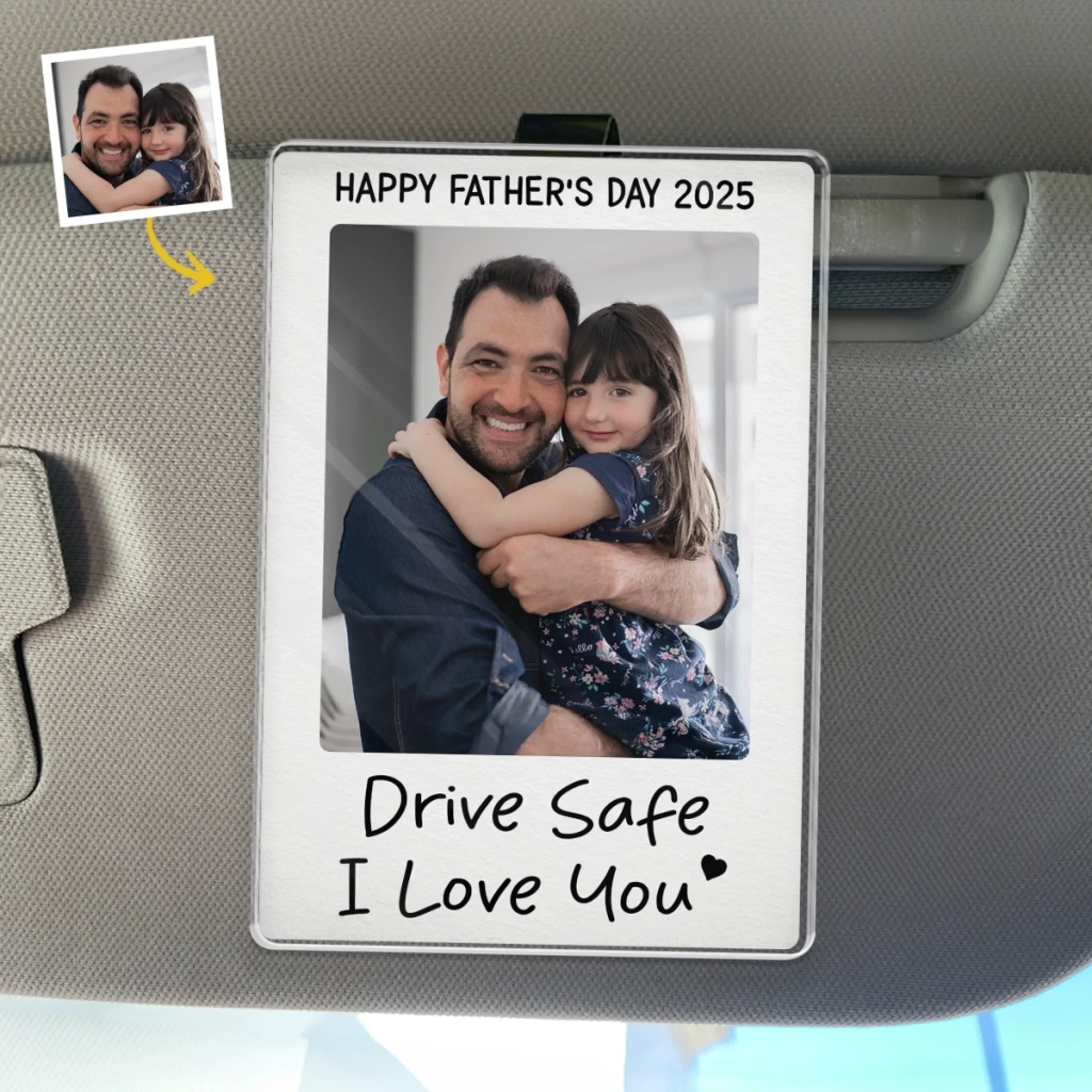 Custom Photo Drive Safe We Love You - Family Personalized Custom Acrylic Car Visor Clip - Father's Day, Gift For Dad, Grandpa - Robaser