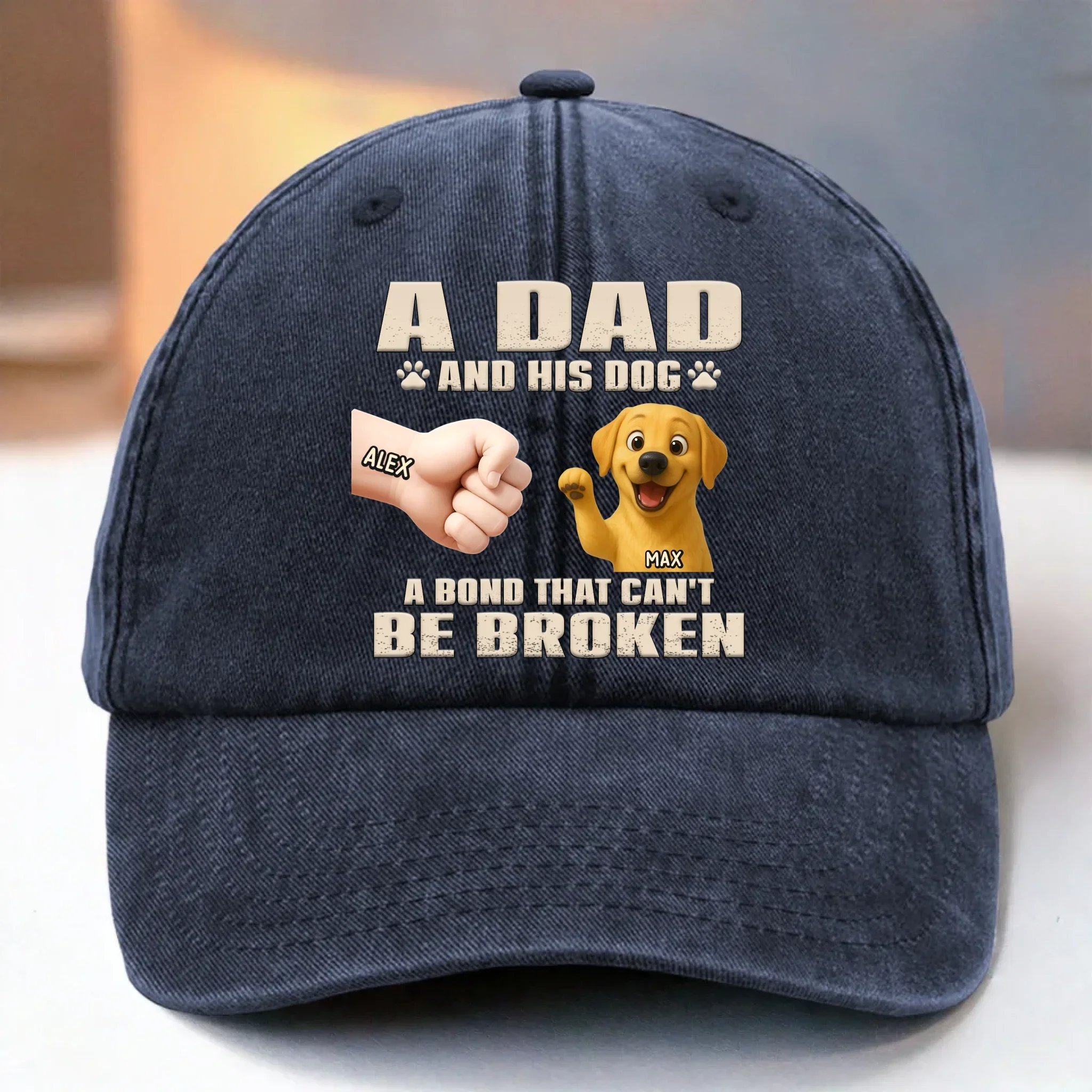 My Therapist Has Four Paws - Dog Personalized Custom Vintage Washed Denim Baseball Cap - Father's Day, Gift For Dad, Pet Owners, Pet Lovers - Robaser