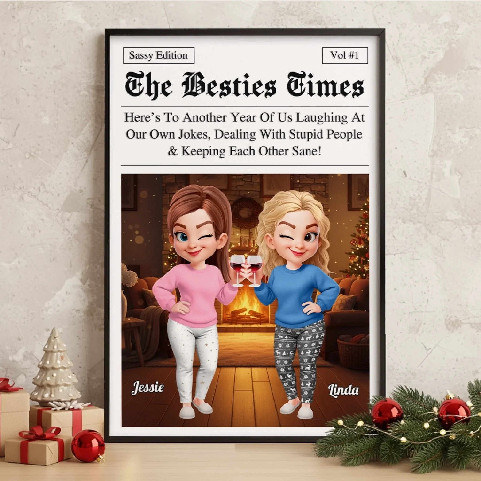 Custom Vertical Poster - Personalized Best Friend Christmas Birthday Gifts For Women, Besties, Sisters, BFF - With You Always Better - Robaser