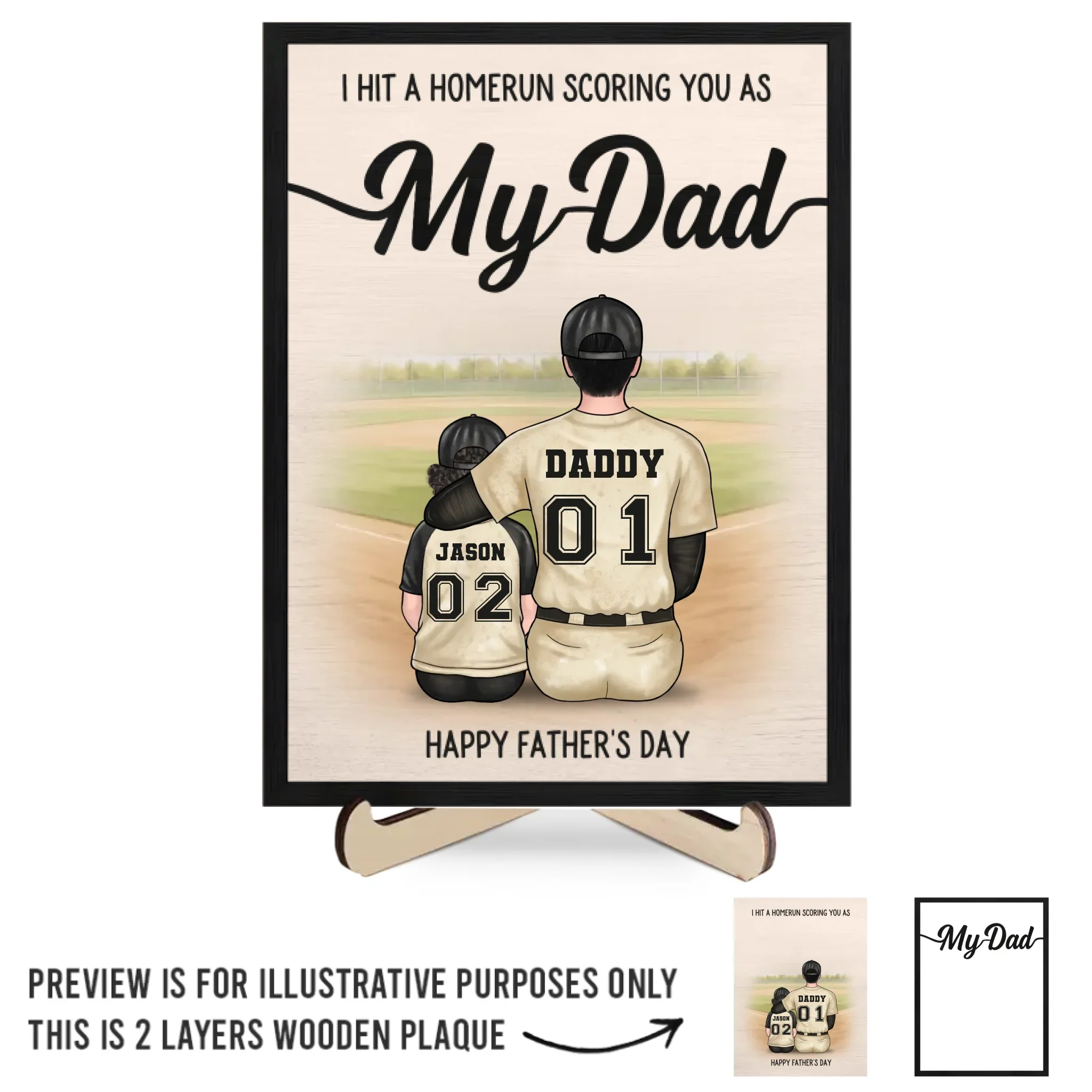 Our Coach, Our Hero, Our Dad - Family Personalized Custom 2-Layered Wooden Plaque With Stand - Father's Day, Gift For Dad, Sport Lovers, Sport Players - Robaser
