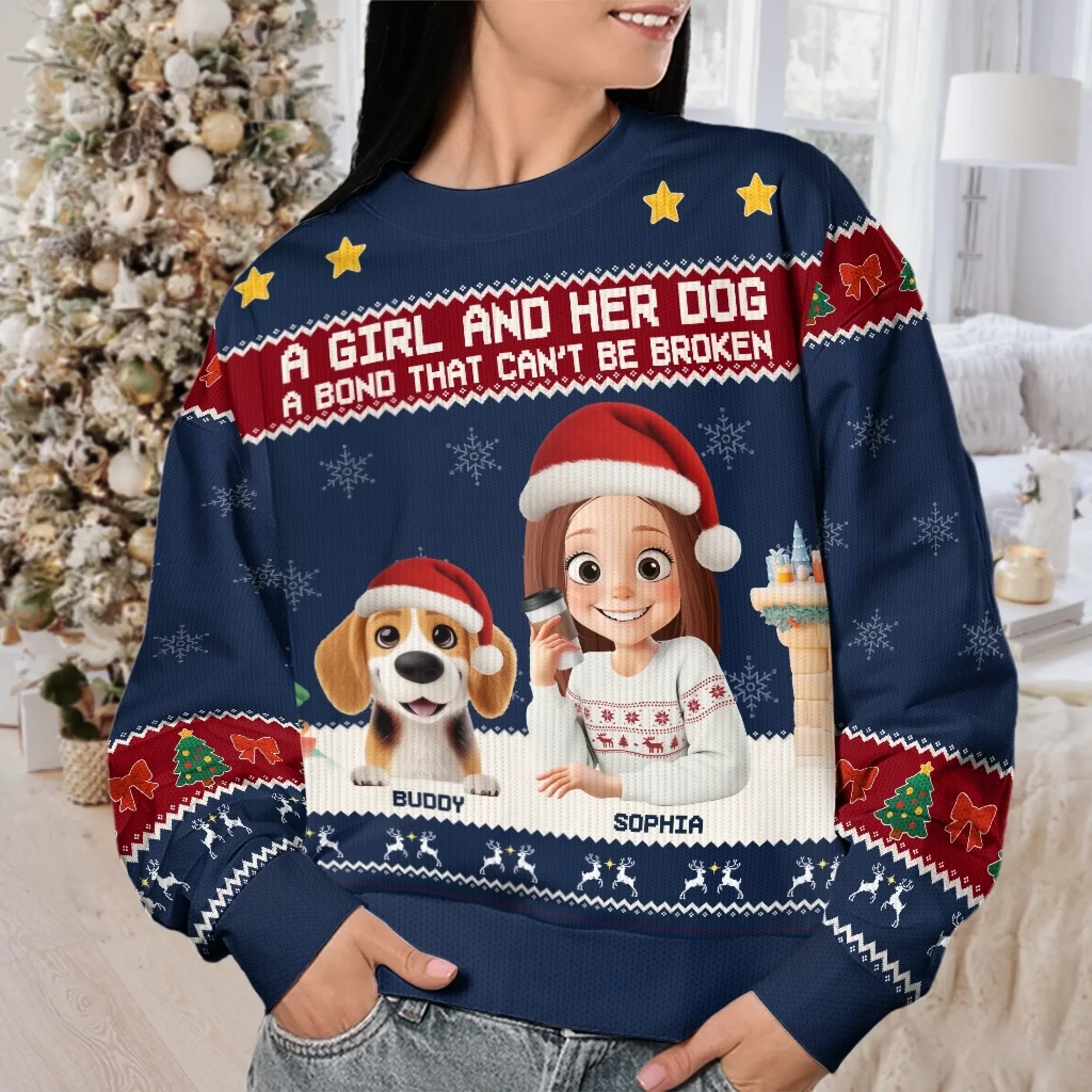 Custom Unisex Ugly Sweatshirt - Personalized  Christmas Birthday Gifts For Dog Cat Lovers, Dog Dad And Mom, Cat Owners - Santa Claws Is Coming - Robaser