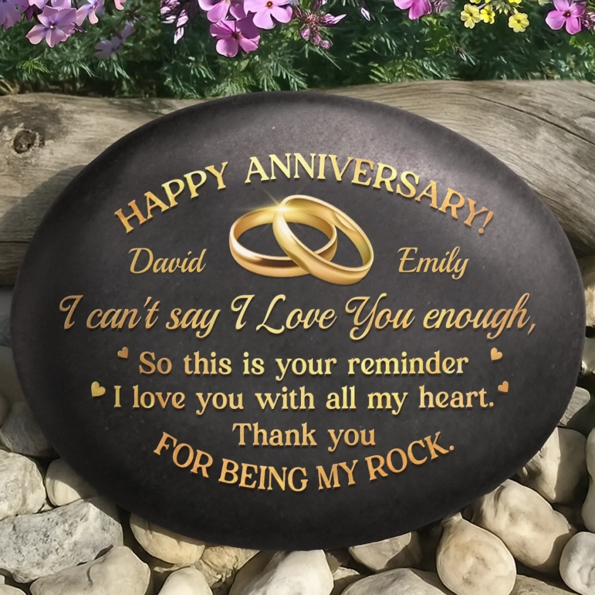 Custom Printed Rock - Personalized Anniversary Wedding Gifts For Husband And Wife, Him And Her - Love Grows With Time - Robaser