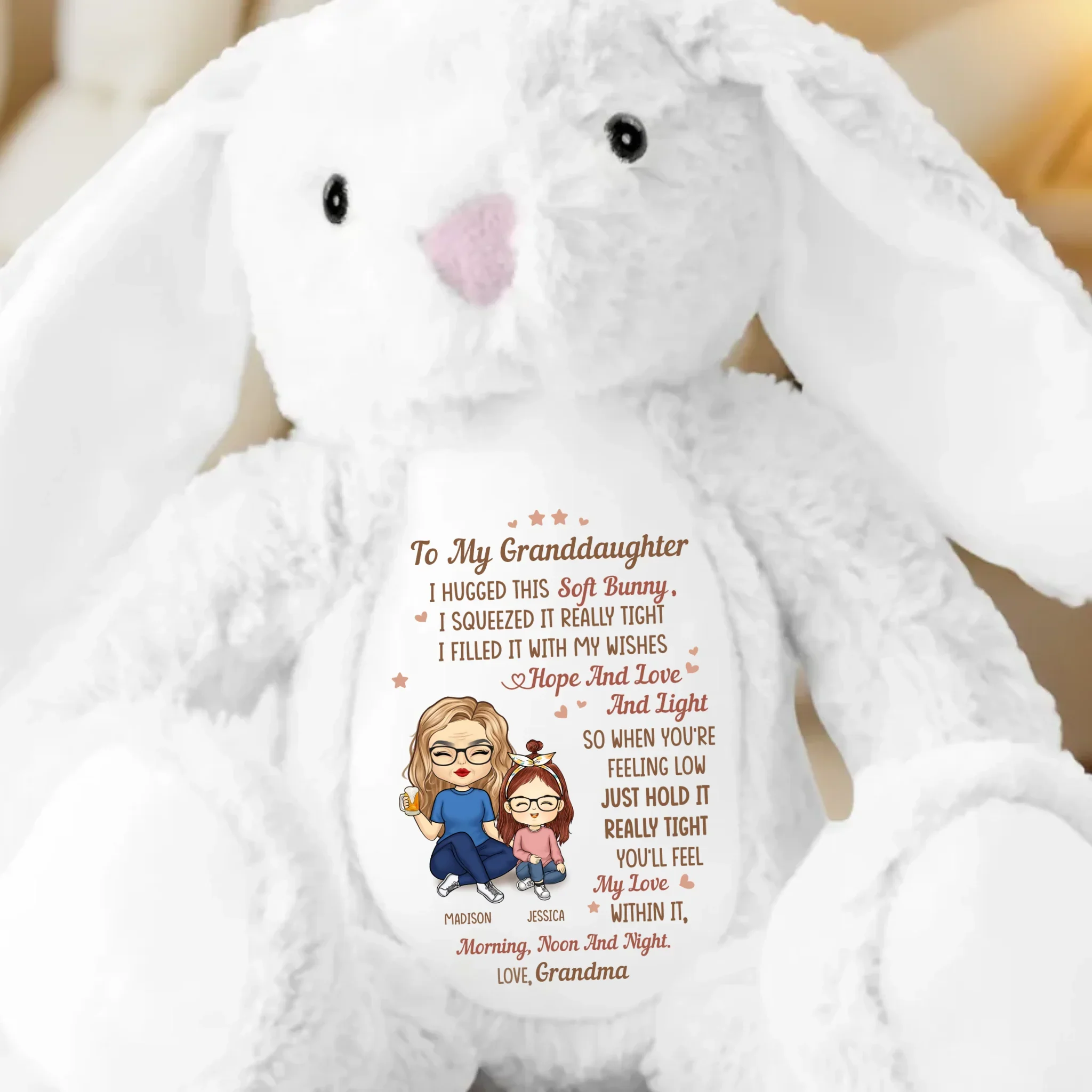 This Bunny Carries All My Love - Family Personalized Custom Easter Bunny Plush - Mother's Day, Gift For Mom, Grandma - Robaser