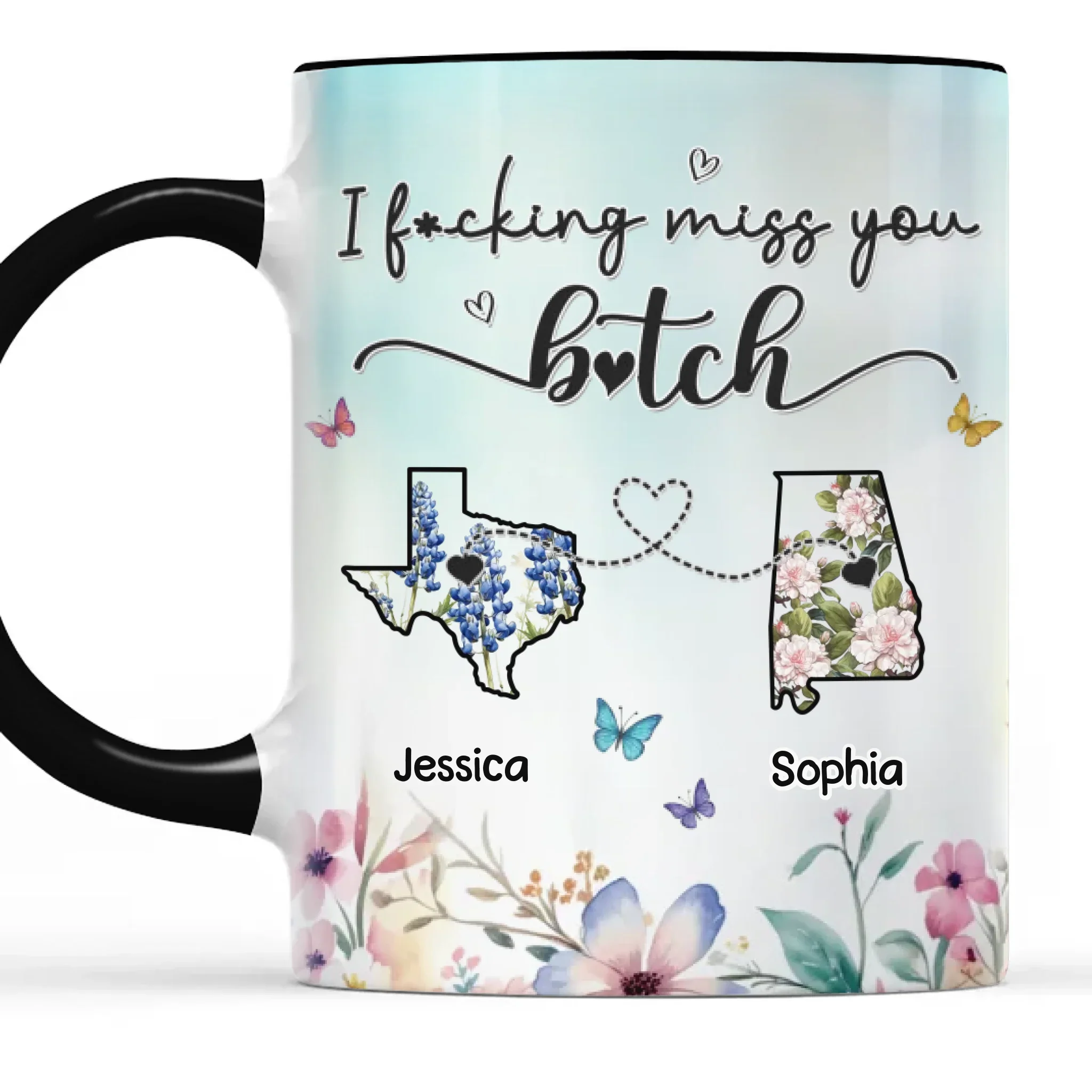 Custom Accent Mug - Personalized Best Friend Birthday Gifts For Women, Besties, Sisters, BFF - Different Places Same Soul - Robaser