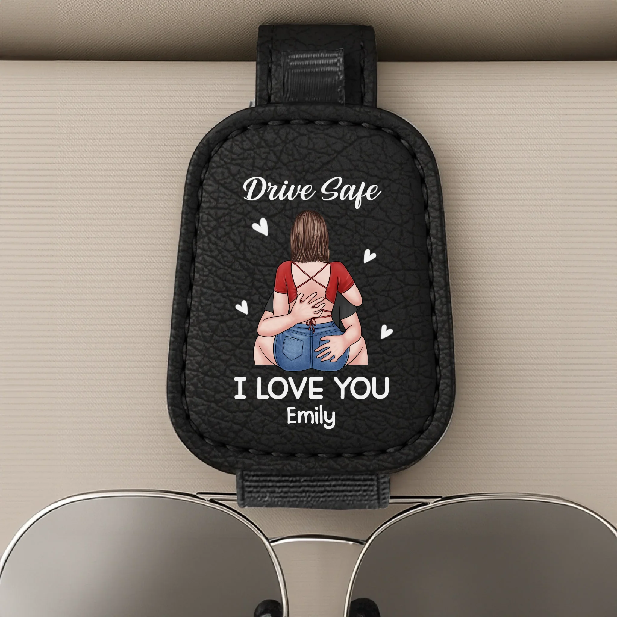 You  re Lucky, Admit It - Couple Personalized Custom Leather Car Visor - Gift For Husband Wife, Anniversary - Robaser