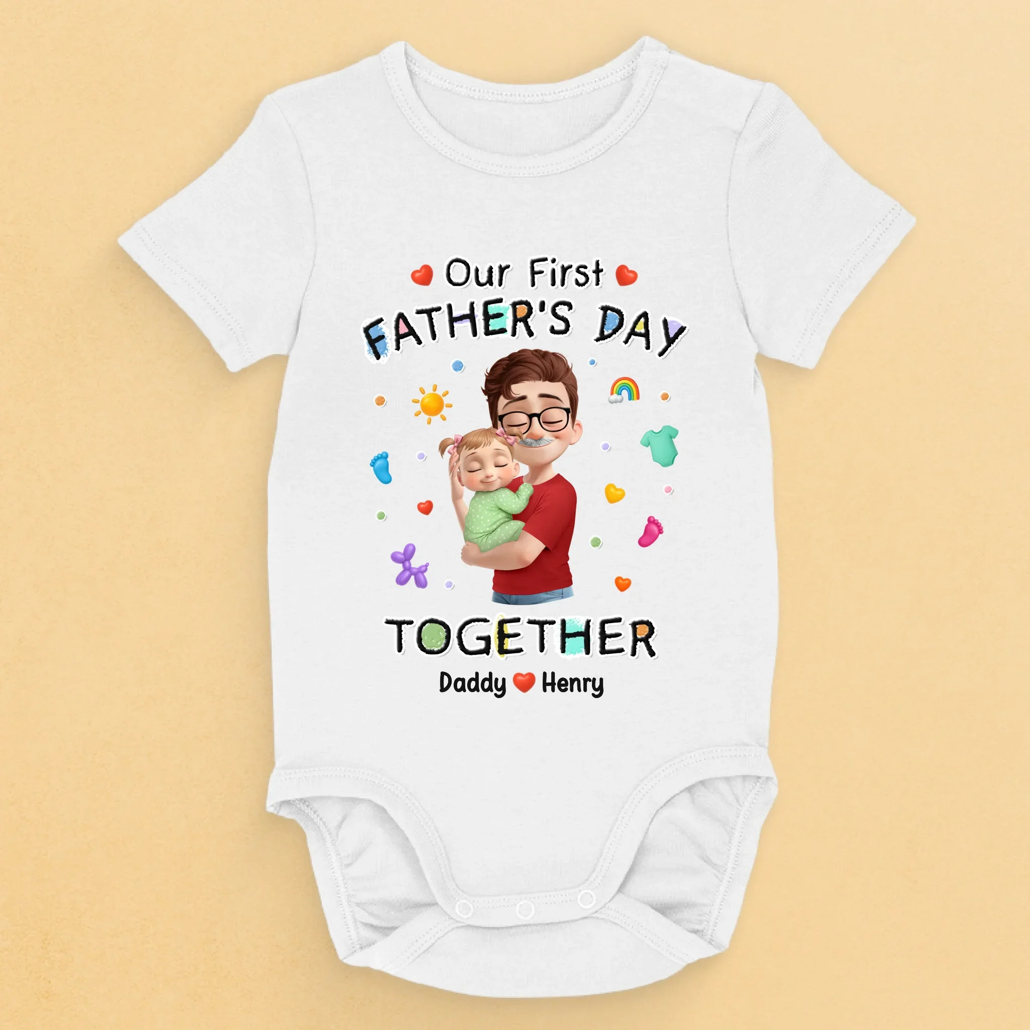 Team Daddy Since Day One - Family Personalized Custom Baby Onesie - Father's Day, Baby Shower Gift, Gift For First Dad, Baby Kids, Newborn Baby - Robaser