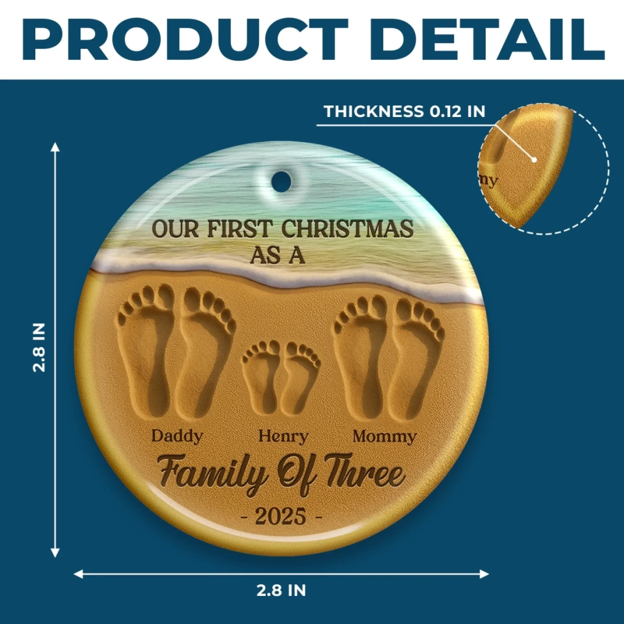 Custom Ceramic Ornament - Personalized Christmas Birthday Gifts For Mom, Dad, Kids - Our Christmas Journey Begins - Robaser