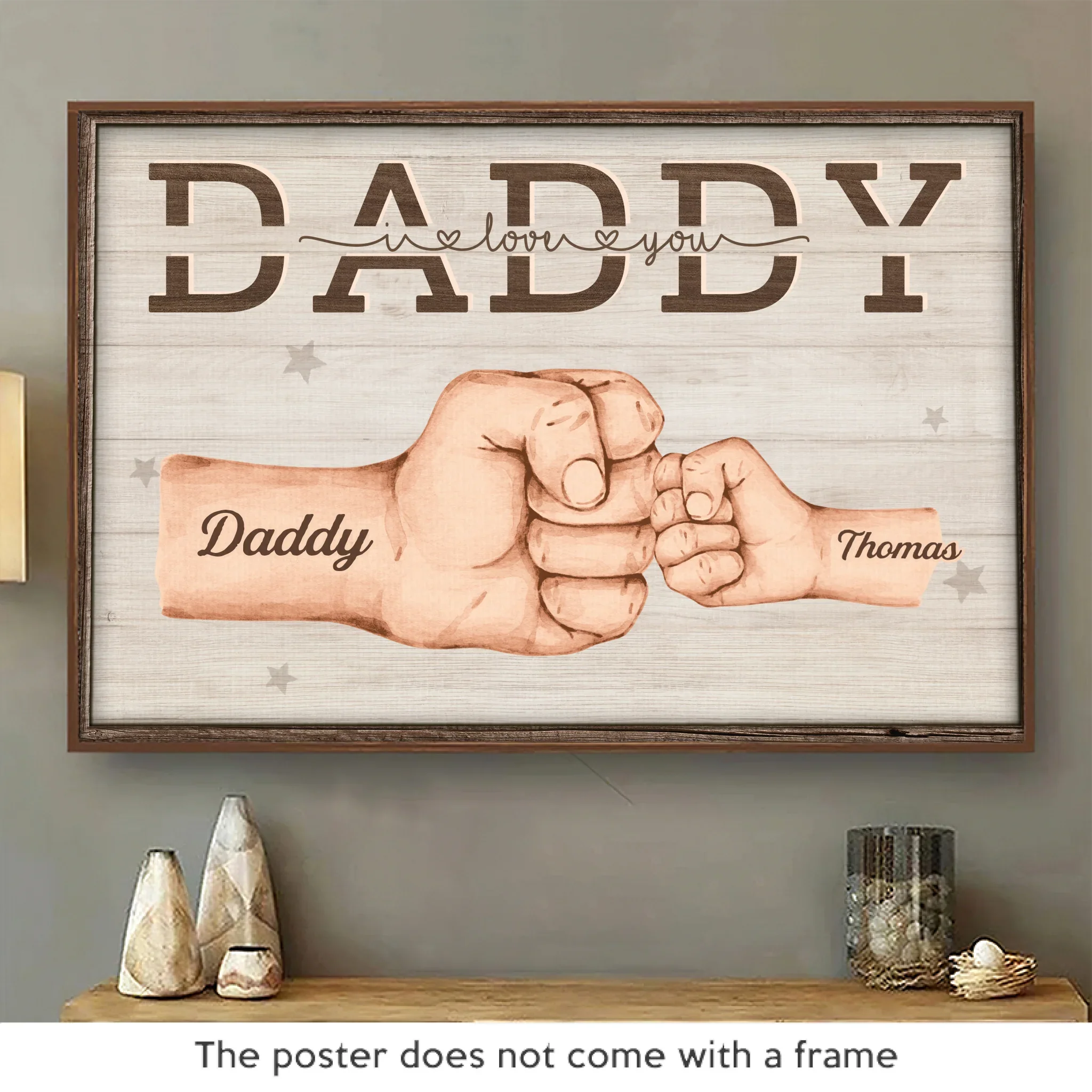 Forever Fist-bumping With Love - Family Personalized Custom Horizontal Poster - Father's Day, Gift For Dad, Grandpa - Robaser