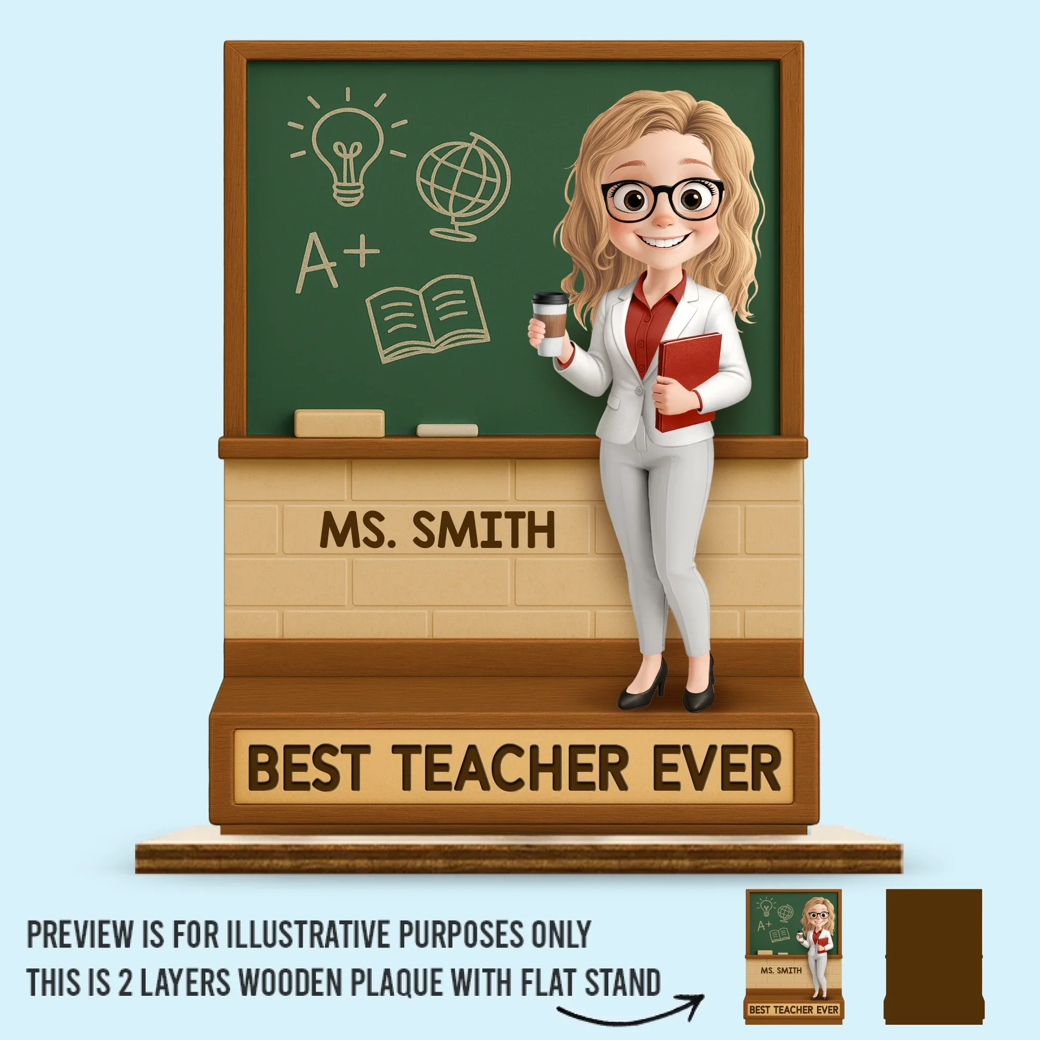 Custom 2-Layered Wooden Plaque - Personalized Back To School Gifts For Teachers - Discover, Grow, And Shine Here - Robaser