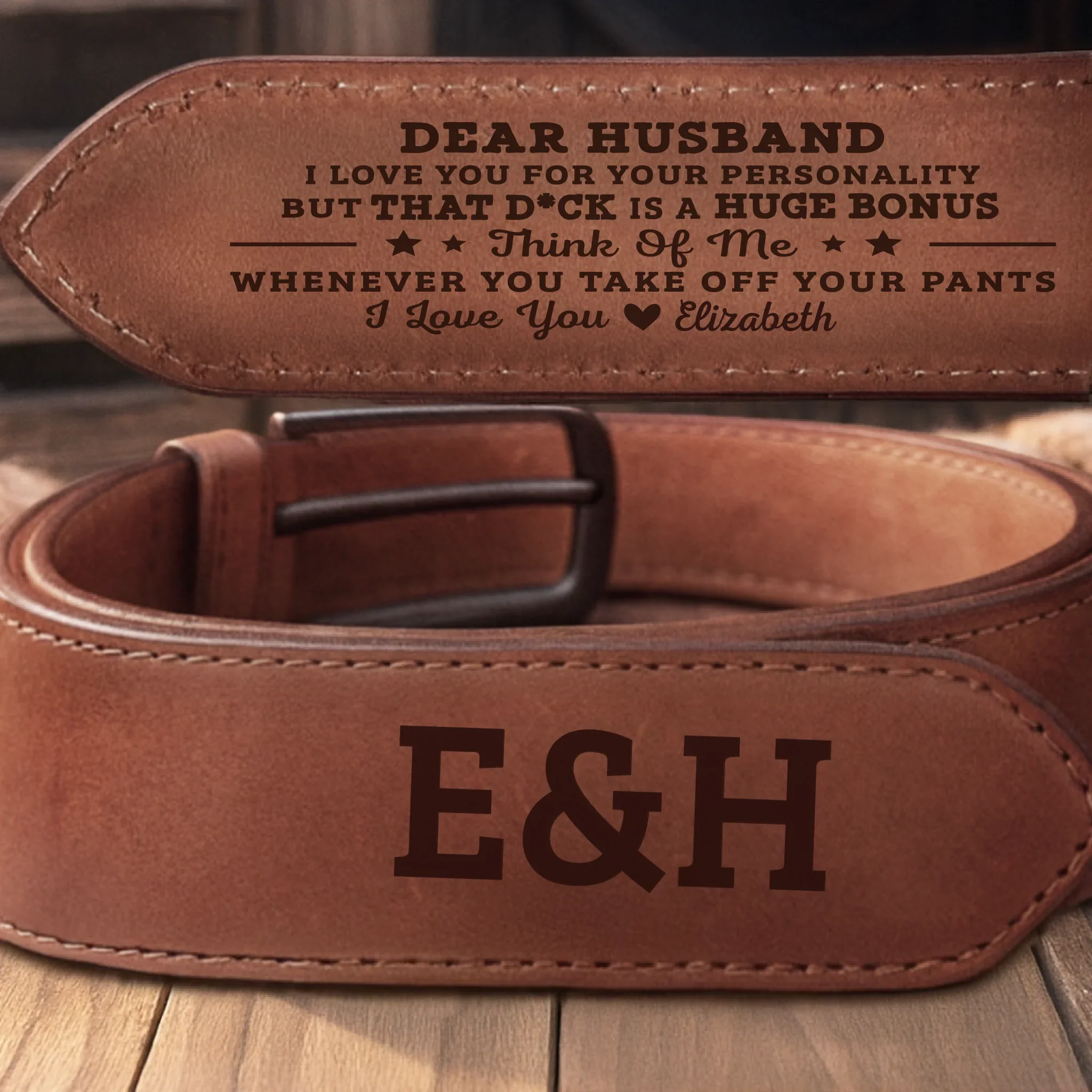 Custom Double-Sided Engraved Leather Belt - Personalized Anniversary Wedding Gifts For Husband And Wife, Him And Her - My Favorite Distraction - Robaser