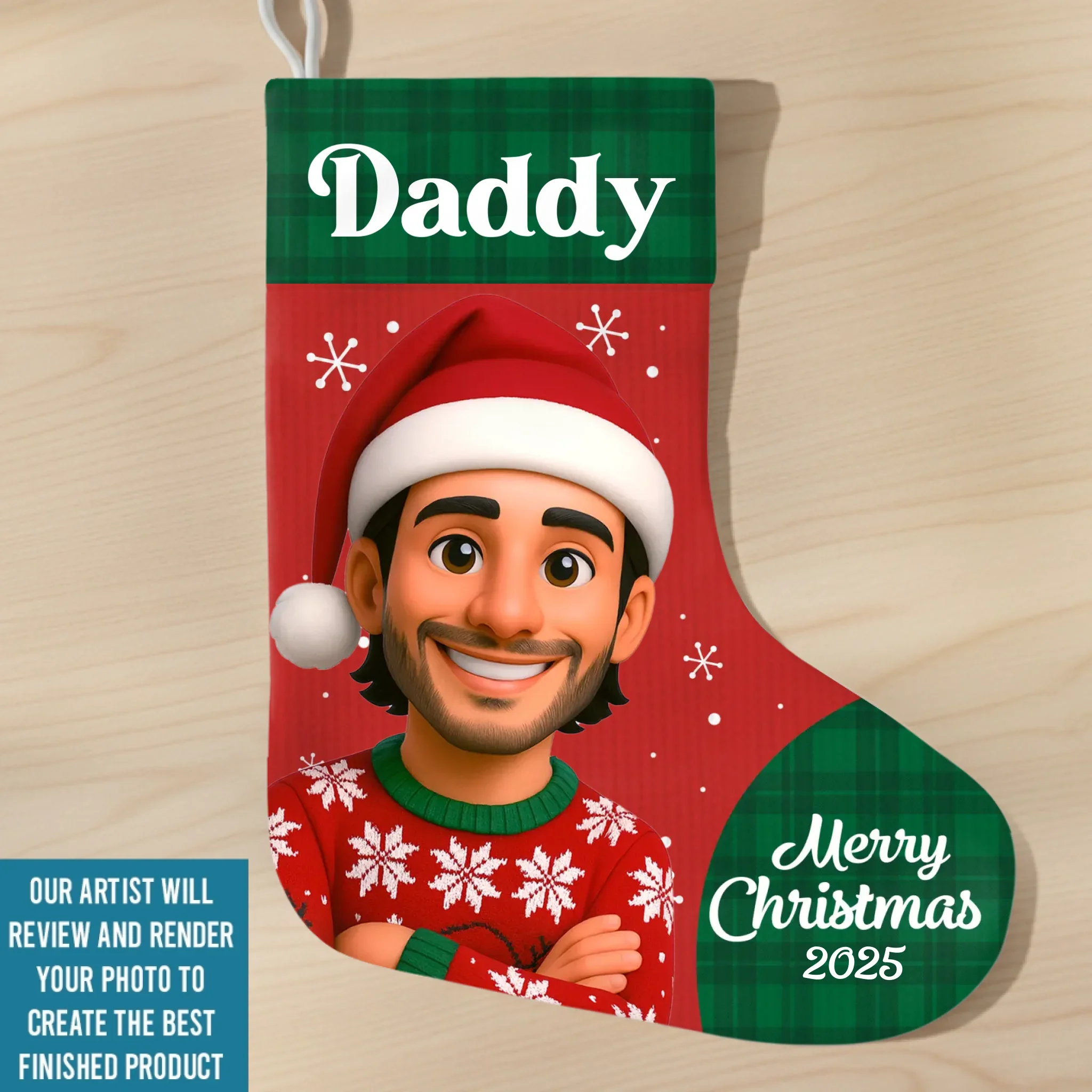 Custom Photo Christmas Stocking - Personalized Christmas Birthday Gifts For Mom, Dad, Brother, Sister, Kids - Official Members Of Team Santa - Robaser