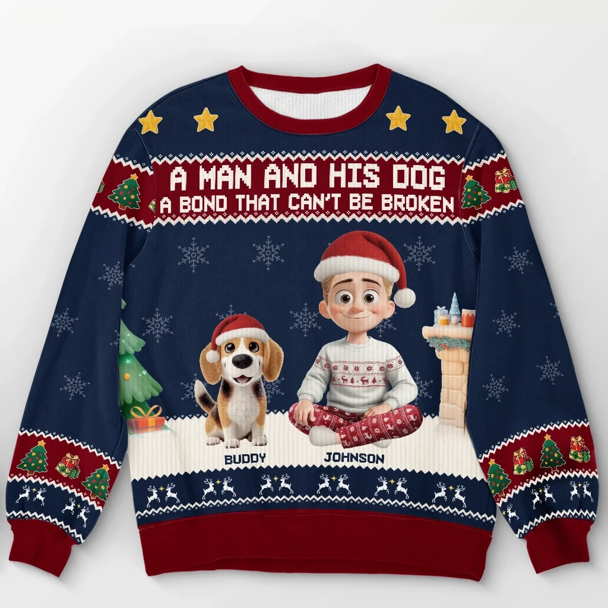 Custom Unisex Ugly Sweatshirt - Personalized  Christmas Birthday Gifts For Dog Cat Lovers, Dog Dad And Mom, Cat Owners - Santa Paws Approved - Robaser