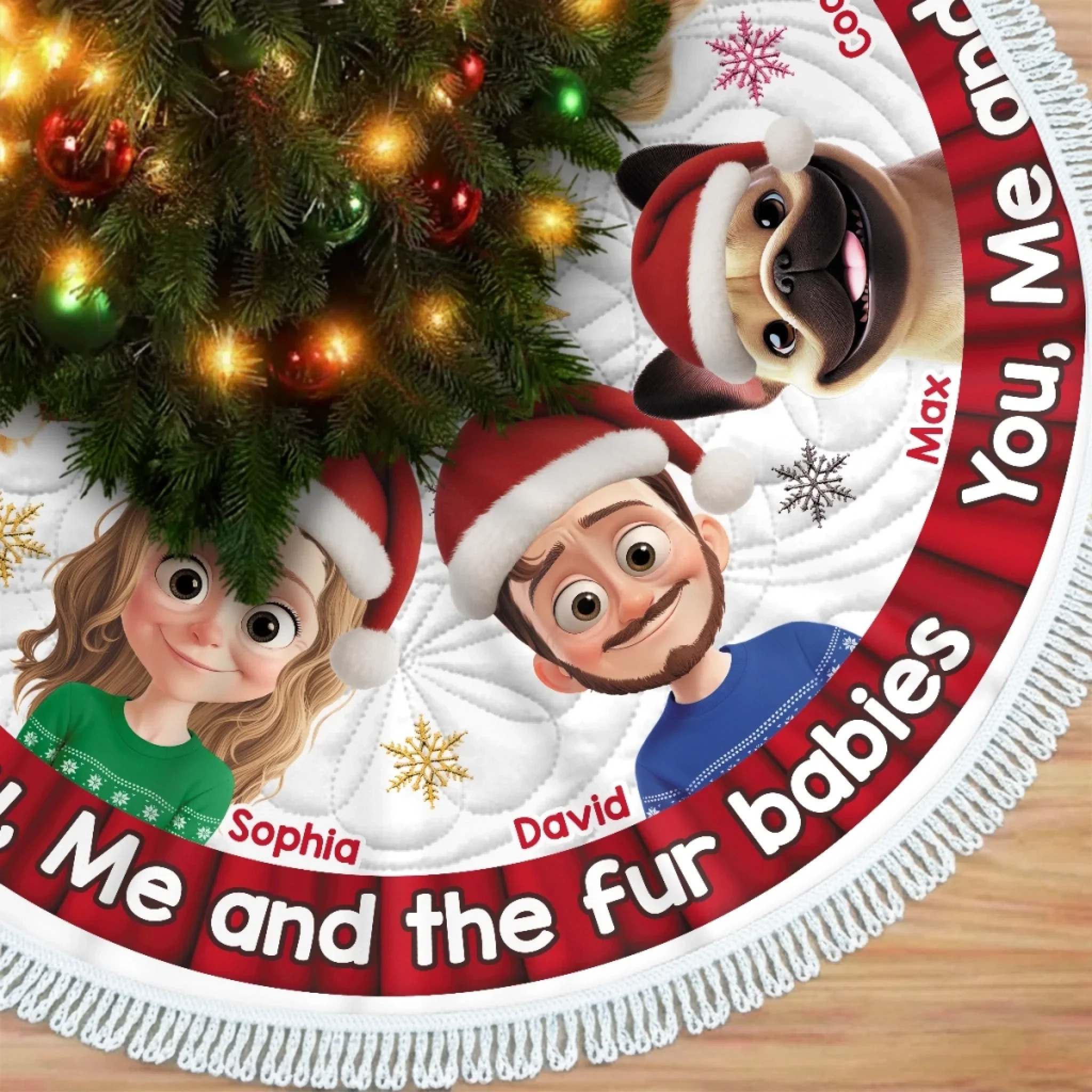 Custom Tree Skirt - Personalized Anniversary Christmas Wedding Gifts For Husband And Wife, Dog Cat Lovers - You, Me And Our Perfectly Pawsome Life - Robaser