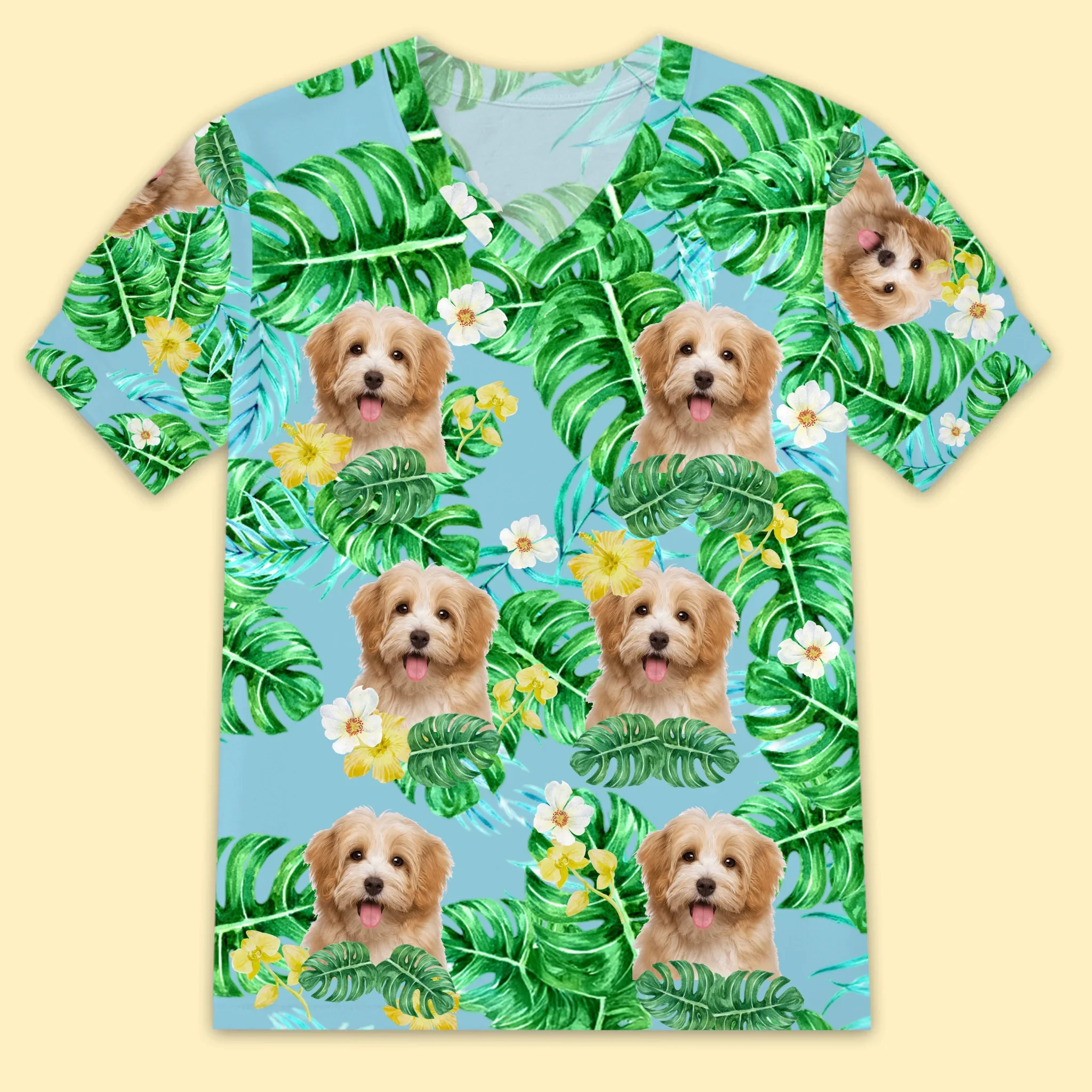 Custom Photo Puff Sleeve Shirt - Personalized Summer Vacation And Travel Gifts For Dog Cat Lovers, Dog Dad And Mom, Cat Owners - Family Vacation Starter Pack - Robaser