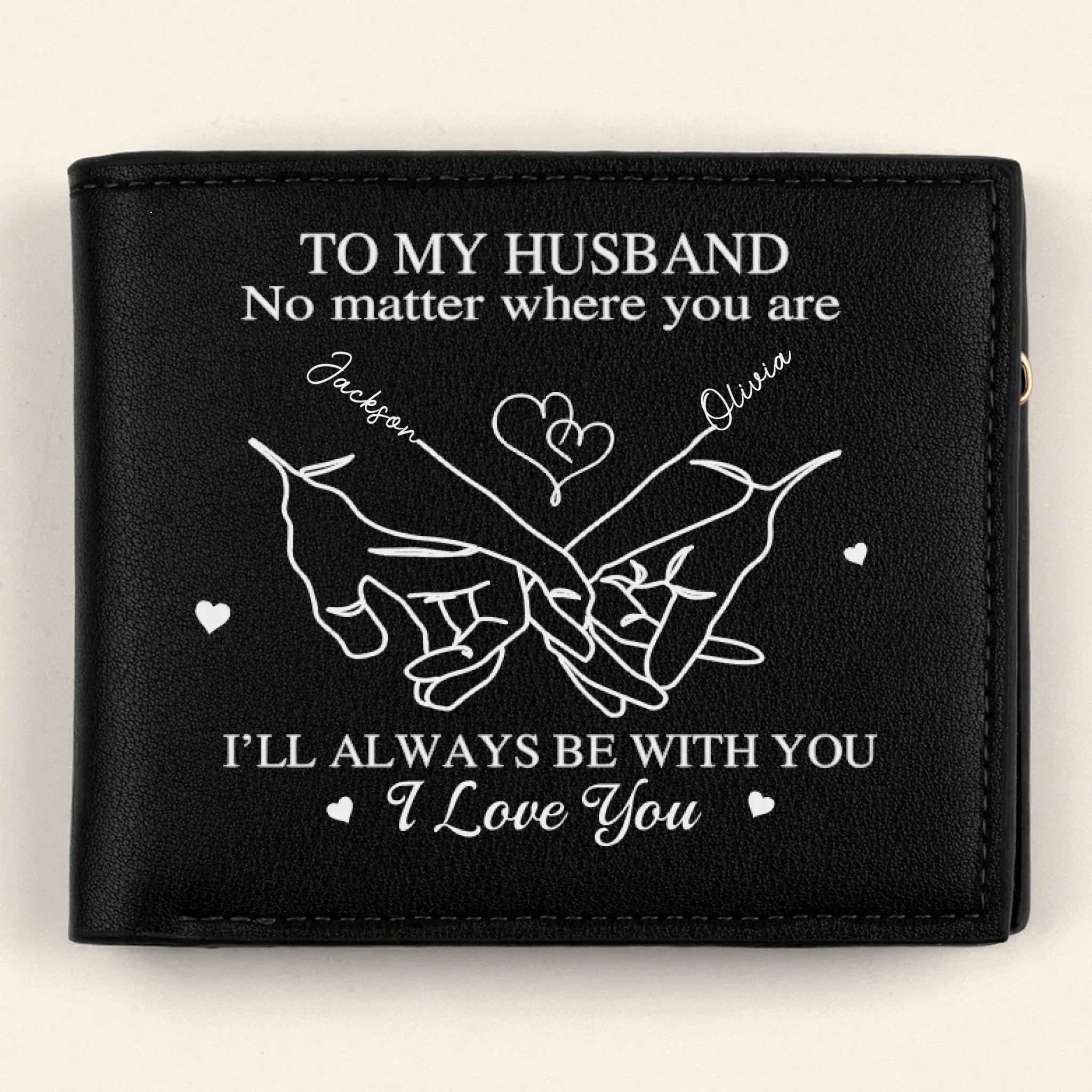 Holding On To Forever - Couple Personalized Custom Double-Sided Printed Leather Wallet - Gift For Husband Wife, Anniversary - Robaser