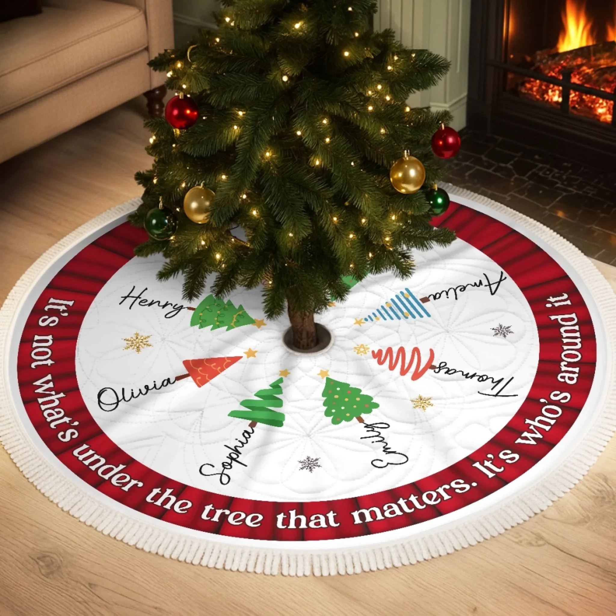 Custom Tree Skirt - Personalized Christmas Birthday Gifts For Mom, Dad, Brother, Sister, Kids - Where Our Memories Gather - Robaser