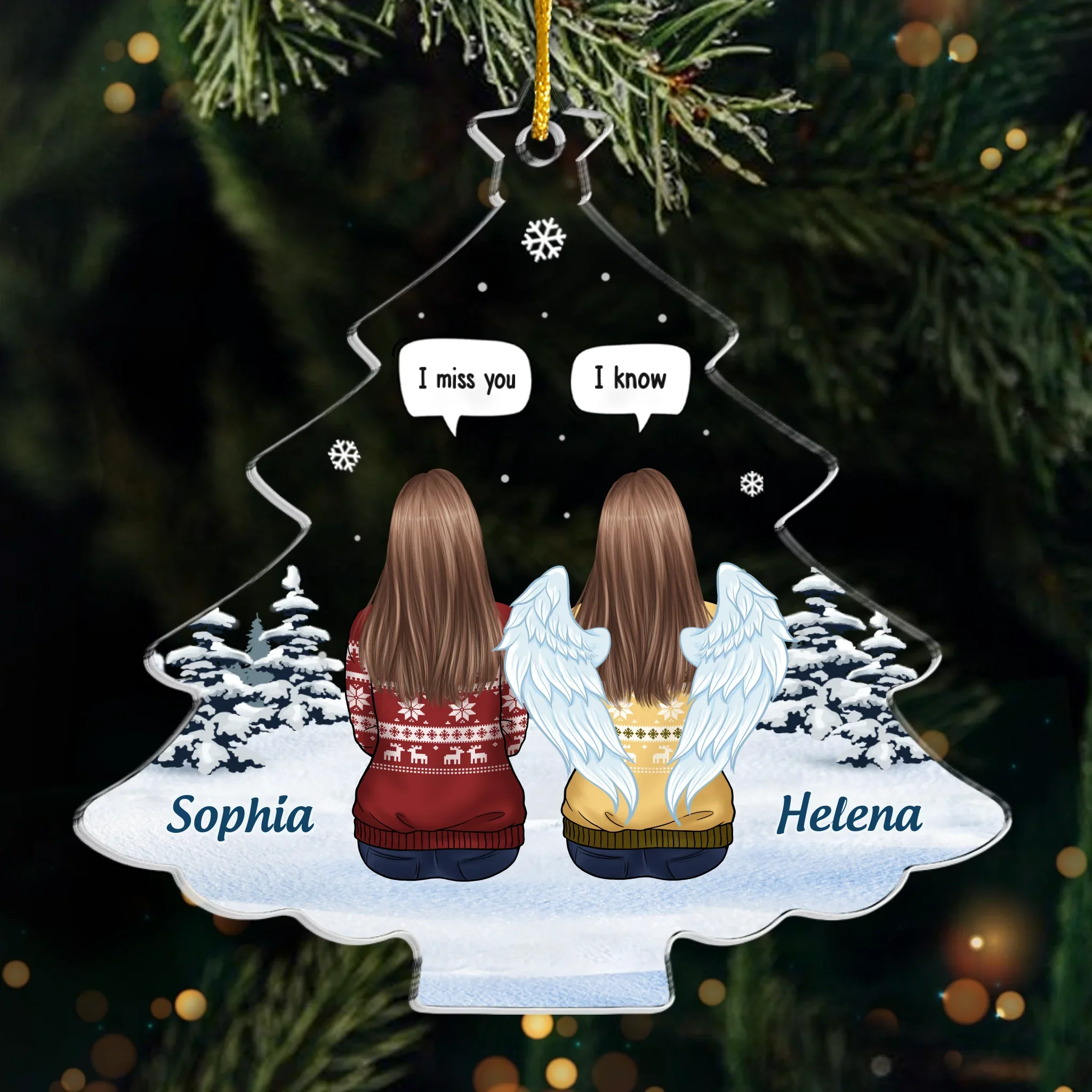 Custom Acrylic Ornament - Personalized Christmas Memorial Sympathy Gifts For Loss Of Mom, Dad - Loved Beyond Words, Missed Beyond Measure - Robaser