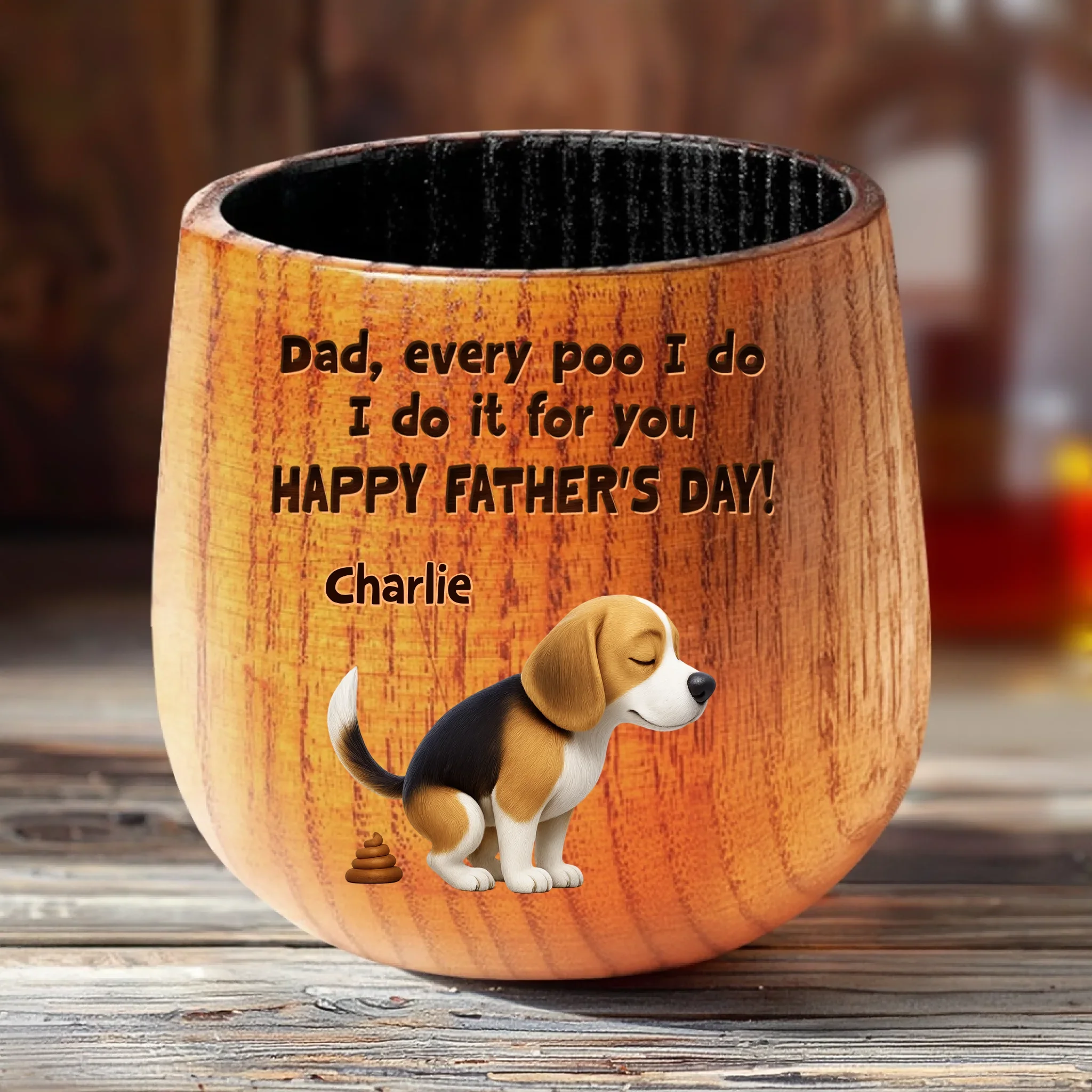 Every Poop Is A Love Letter To You, Dad - Dog Personalized Custom Wooden Whiskey Glass - Father's Day, Gift For Pet Owners, Pet Lovers - Robaser