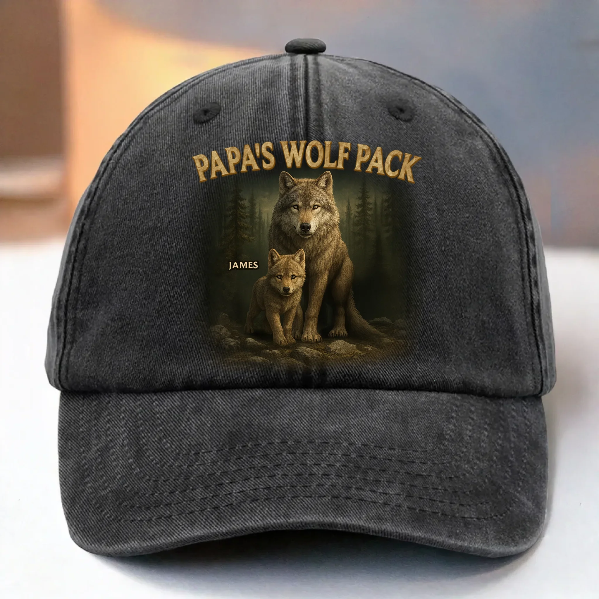 Custom Photo Vintage Washed Denim Baseball Cap - Personalized Birthday Gifts For Dad, Grandpa - Loyal Hearts In One Pack - Robaser