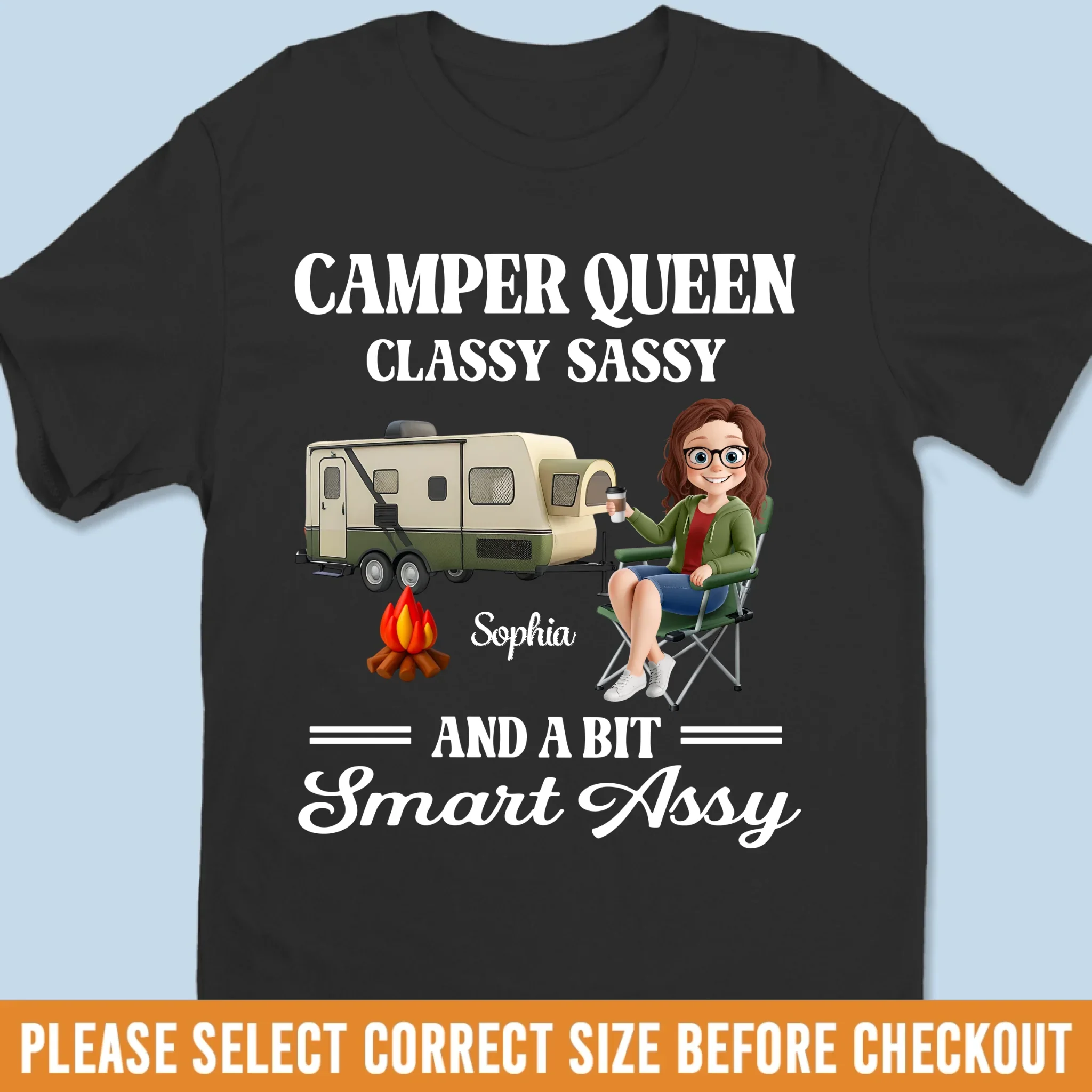Custom Unisex T-shirt, Premium T-shirt, Hoodie - Personalized Birthday Camping Gifts For Campers - Queen Of The Campsite - Robaser