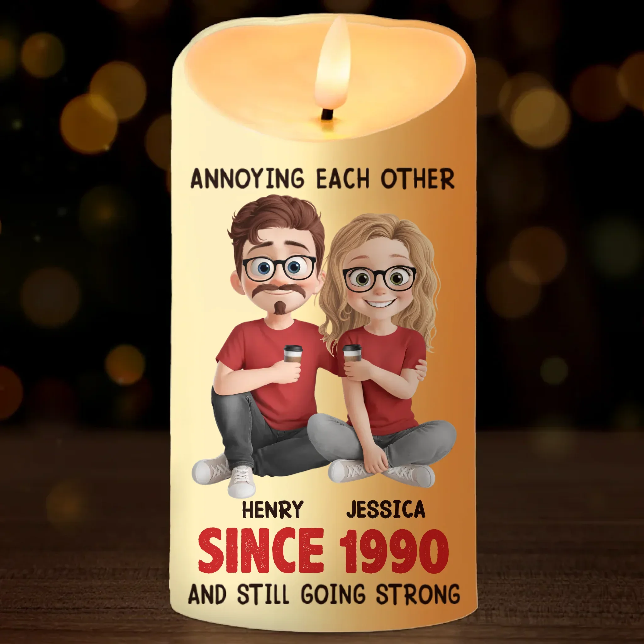 Custom LED Candle - Personalized Anniversary Wedding Gifts For Husband And Wife, Him And Her - We  re Unstoppable Together - Robaser