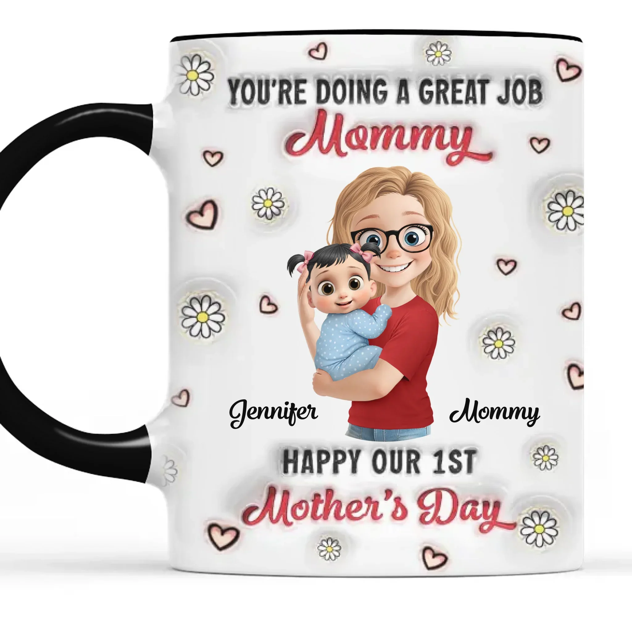 You Make Every Day Brighter - Family Personalized Custom 3D Inflated Effect Printed Accent Mug - Mother's Day, Baby Shower Gift, Gift For First Mom - Robaser