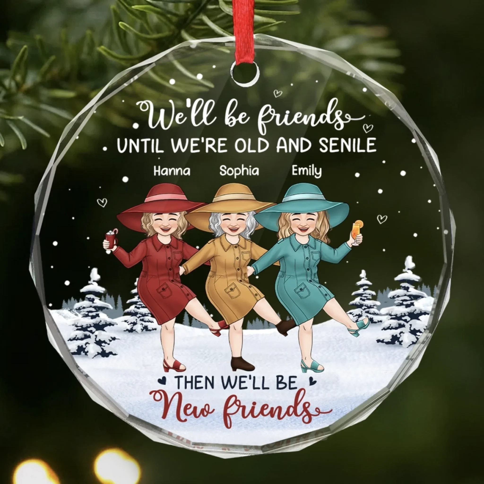 Custom Circle Glass Ornament - Personalized Best Friend Christmas Birthday Gifts For Women, Besties, Sisters, BFF - Still Laughing After All These Years - Robaser