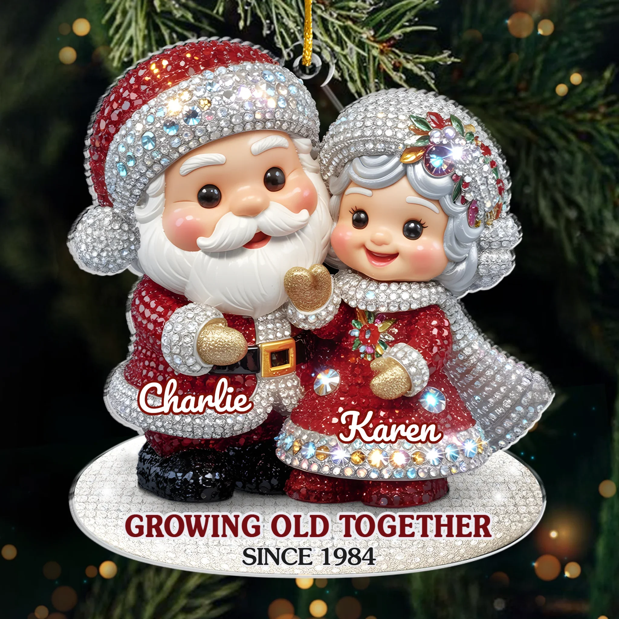 Custom Acrylic Ornament - Personalized Anniversary Christmas Wedding Gifts For Husband And Wife, Him And Her - Forever Festive, Forever Us - Robaser