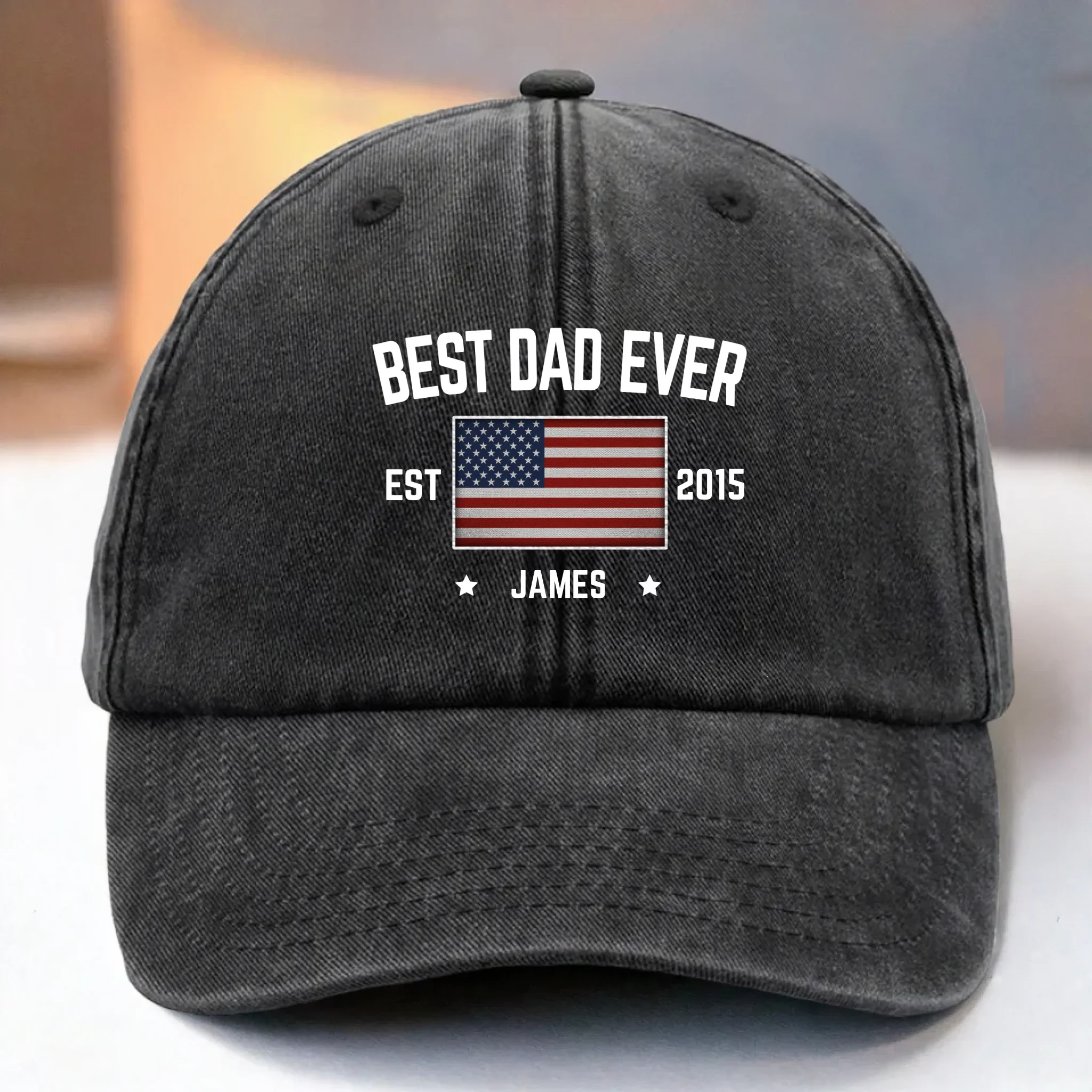 Dad Life Vibes - Family Personalized Custom Vintage Washed Denim Baseball Cap US - 4th Of July, Gift For Dad, Grandpa - Robaser