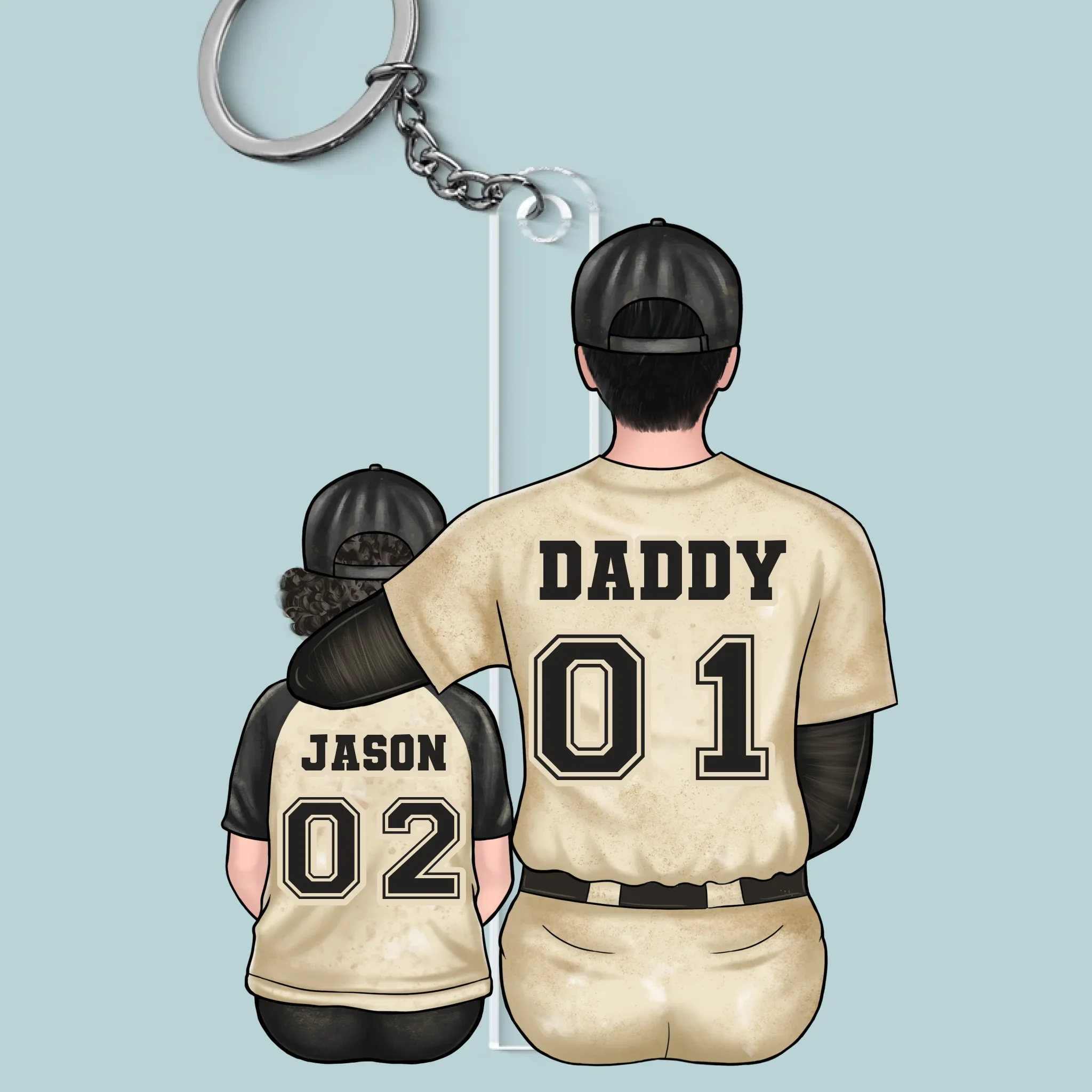 Every Home Run Starts With Dad  s Support - Family Personalized Custom Shaped Acrylic Keychain - Father's Day, Gift For Dad, Sport Lovers, Sport Players - Robaser