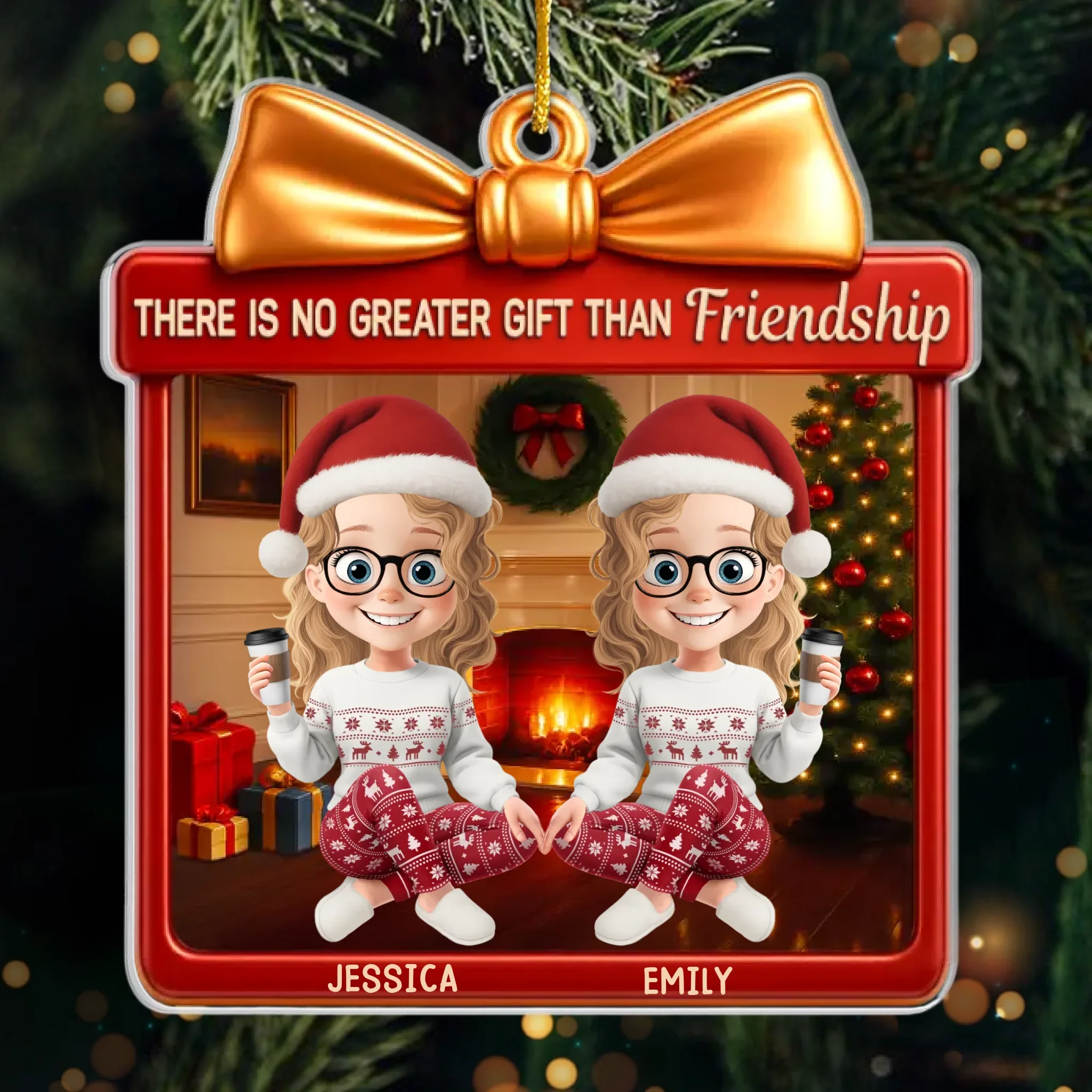 Custom Acrylic Ornament - Personalized Best Friend Christmas Birthday Gifts For Women, Besties, Sisters, BFF - Friendship Is The Real Magic - Robaser