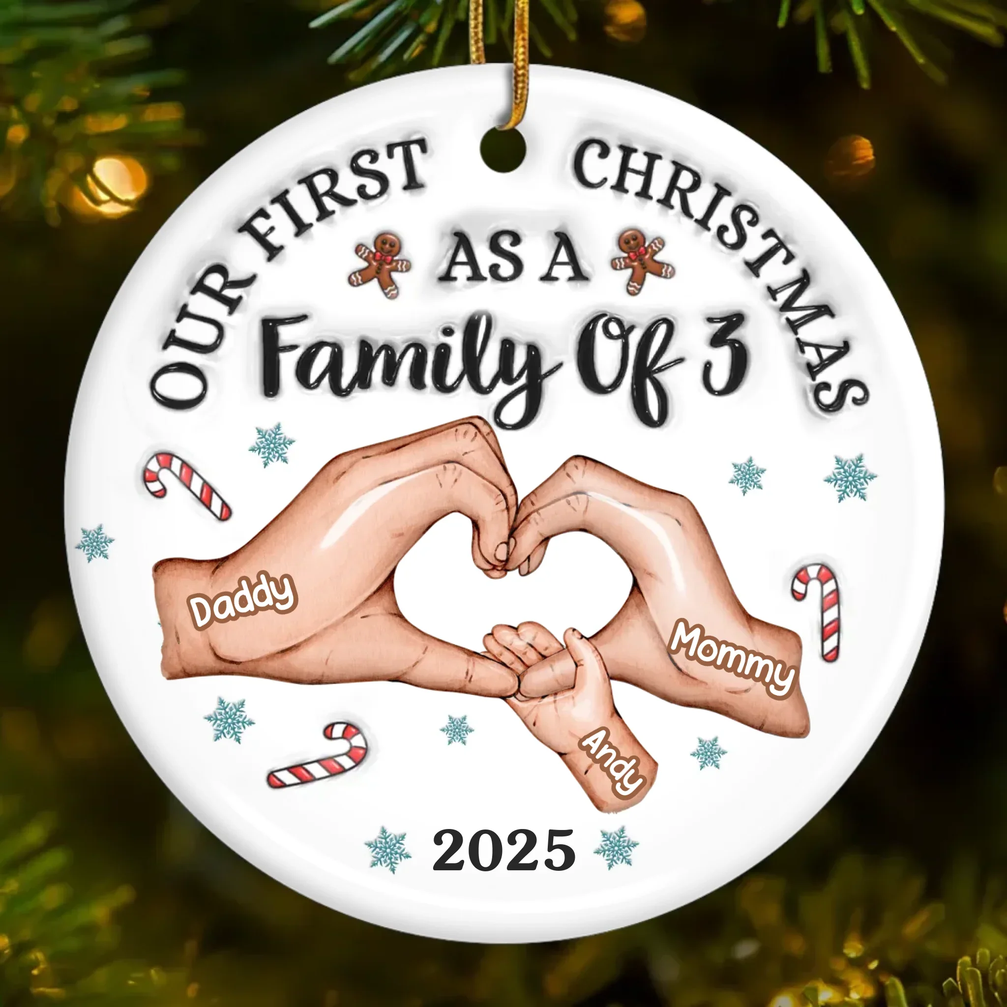 Custom First Christmas Ceramic Ornament - Personalized Christmas Birthday Gifts For Mom, Dad, Brother, Sister, Kids - Together Is Our Best Place - Robaser