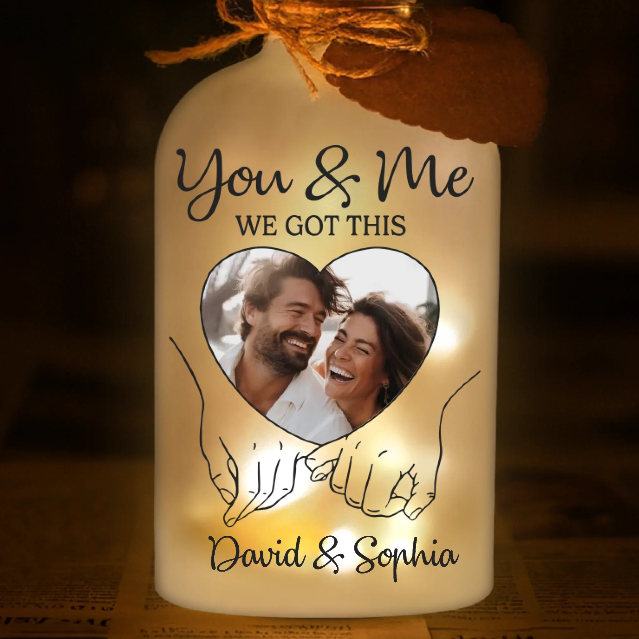 Custom Photo Glass Bottle LED Light - Personalized Anniversary Wedding Gifts For Husband And Wife, Him And Her - Where You Are, I Belong - Robaser