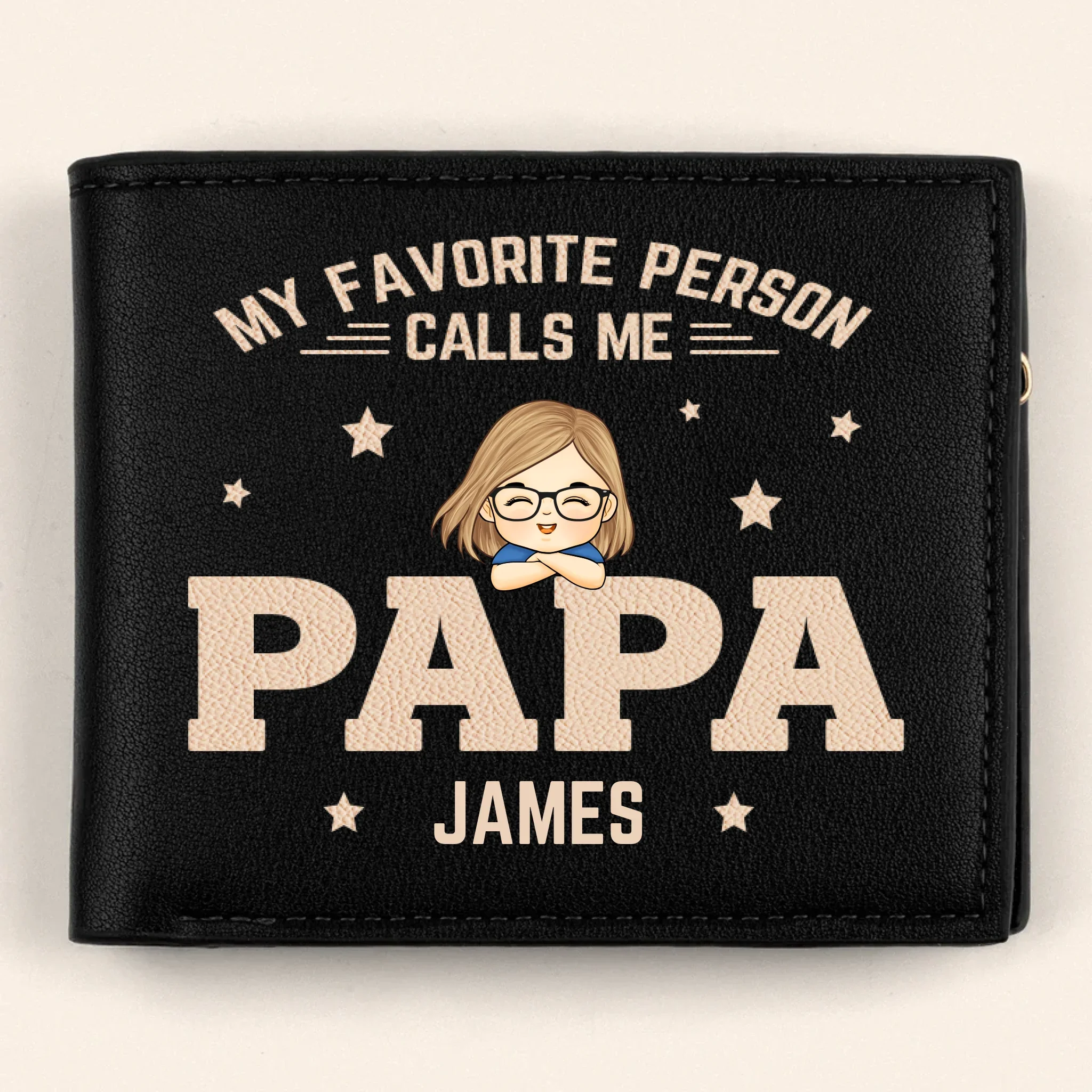 Custom Double-Sided Printed Leather Wallet - Personalized Father's Day Birthday Gifts For Dad - My Favorite People Call Me Papa - Robaser