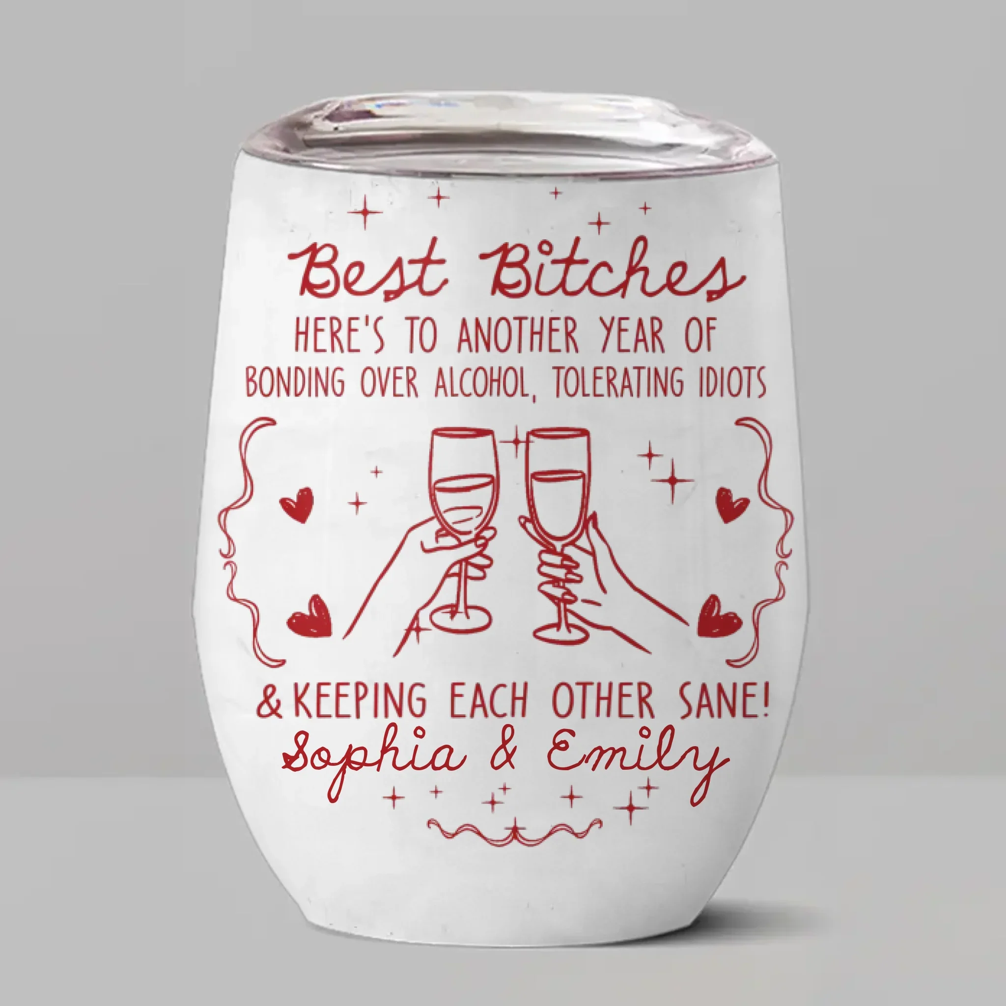 Custom Wine Tumbler - Personalized Best Friend Birthday Gifts For Women, Besties, Sisters, BFF - My Daily Dose Of Joy - Robaser