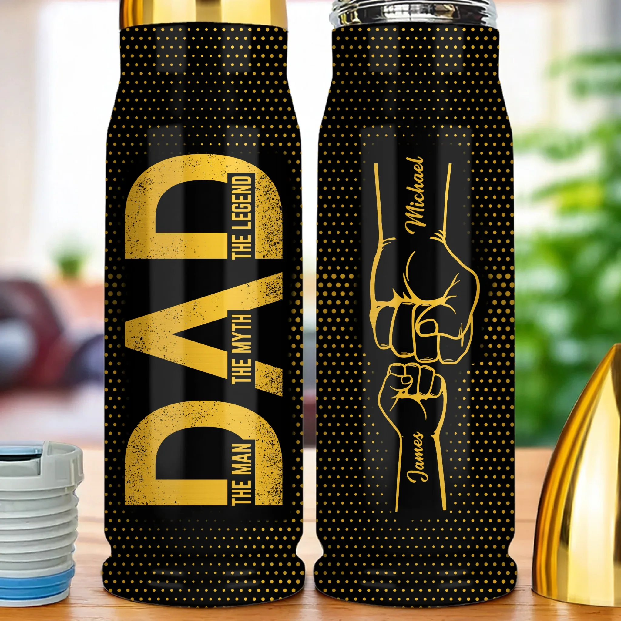 Cool Tough Dad Edition - Family Personalized Custom Bullet Tumbler - Father's Day, Gift For Dad, Grandpa - Robaser