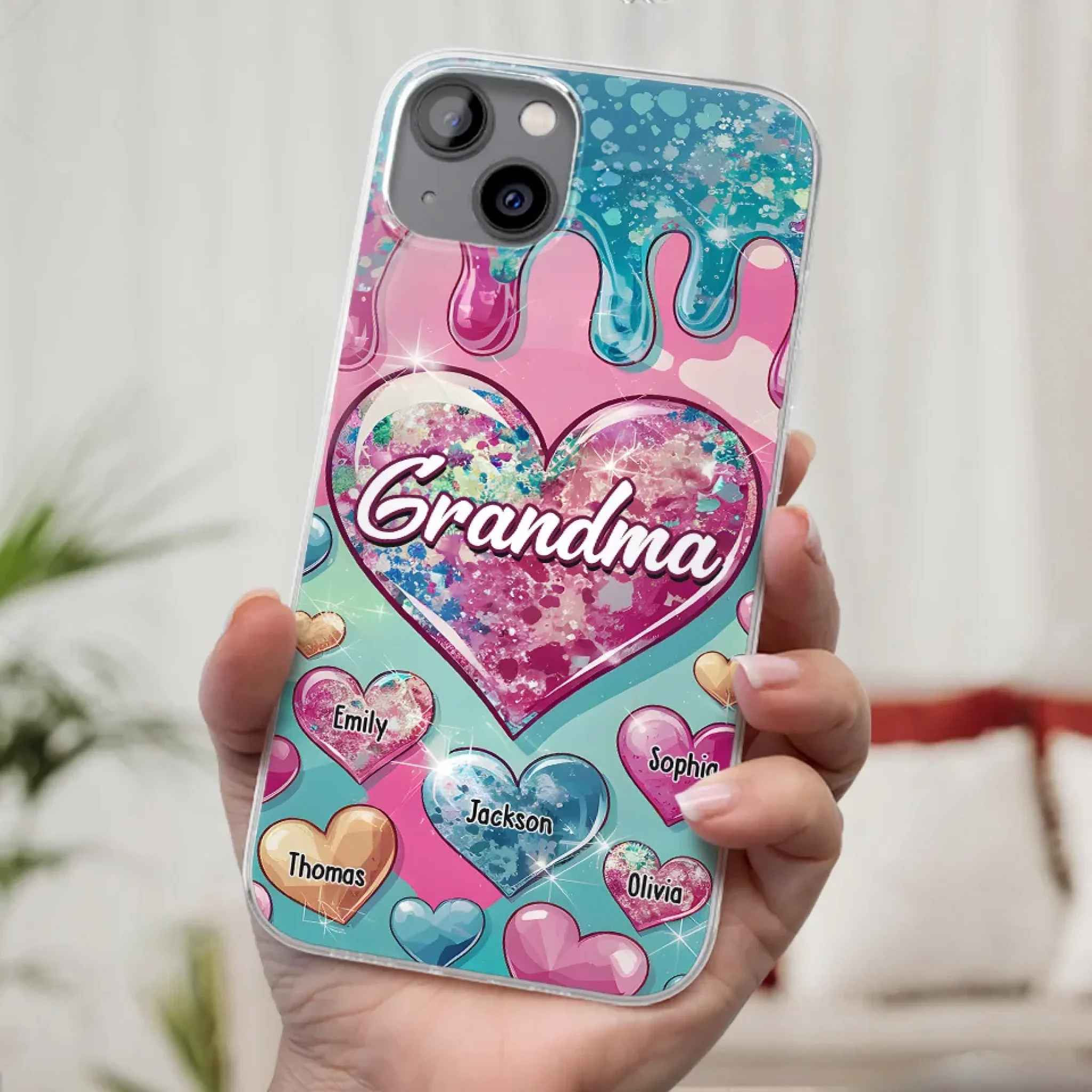 A Grandmother  s Heart Holds Forever Love - Family Personalized Custom 3D Inflated Effect Printed Clear Phone Case - Gift For Mom, Grandma - Robaser