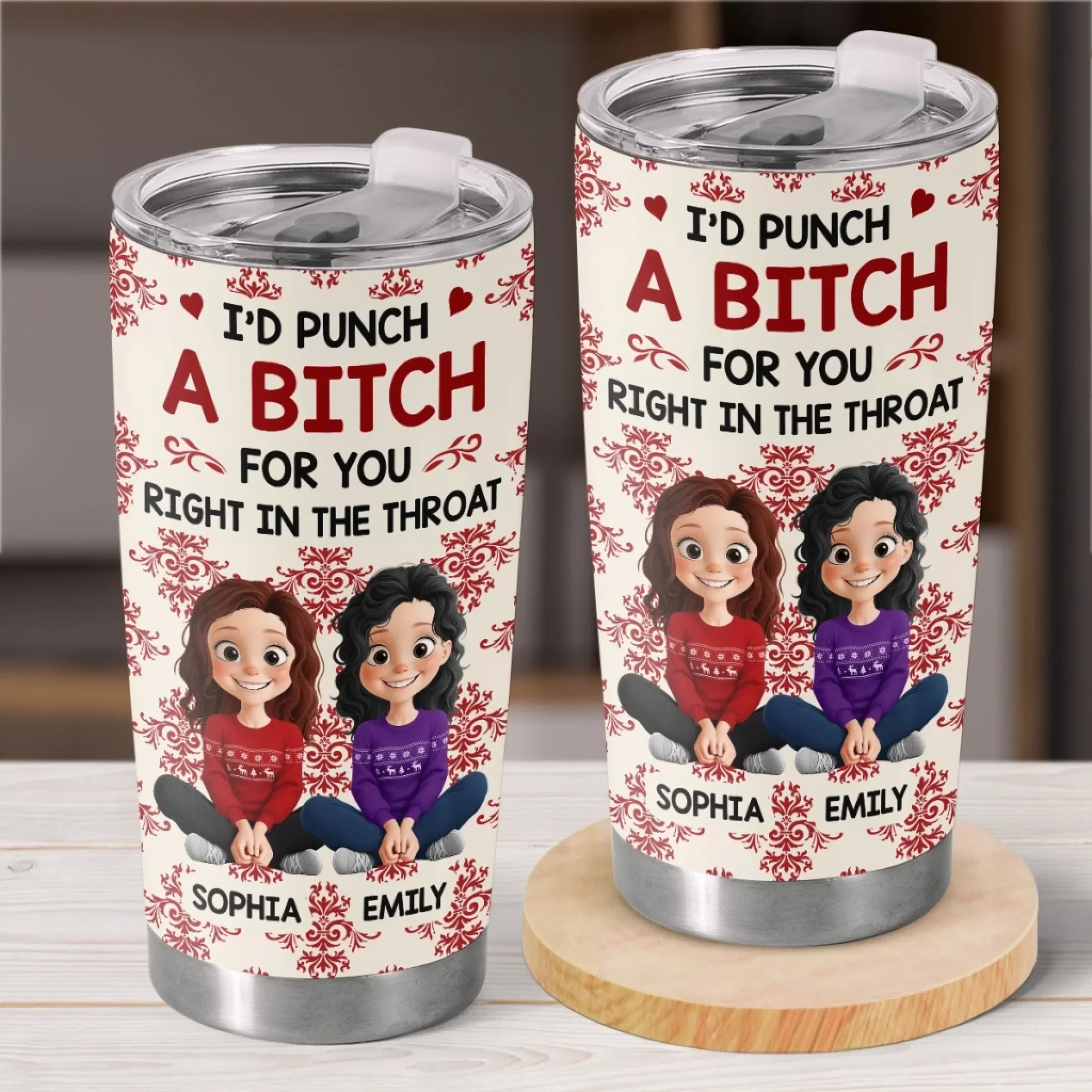 Custom Tumbler - Personalized Best Friend Christmas Birthday Gifts For Women, Besties, Sisters, BFF - Life Upgraded With My Besties - Robaser