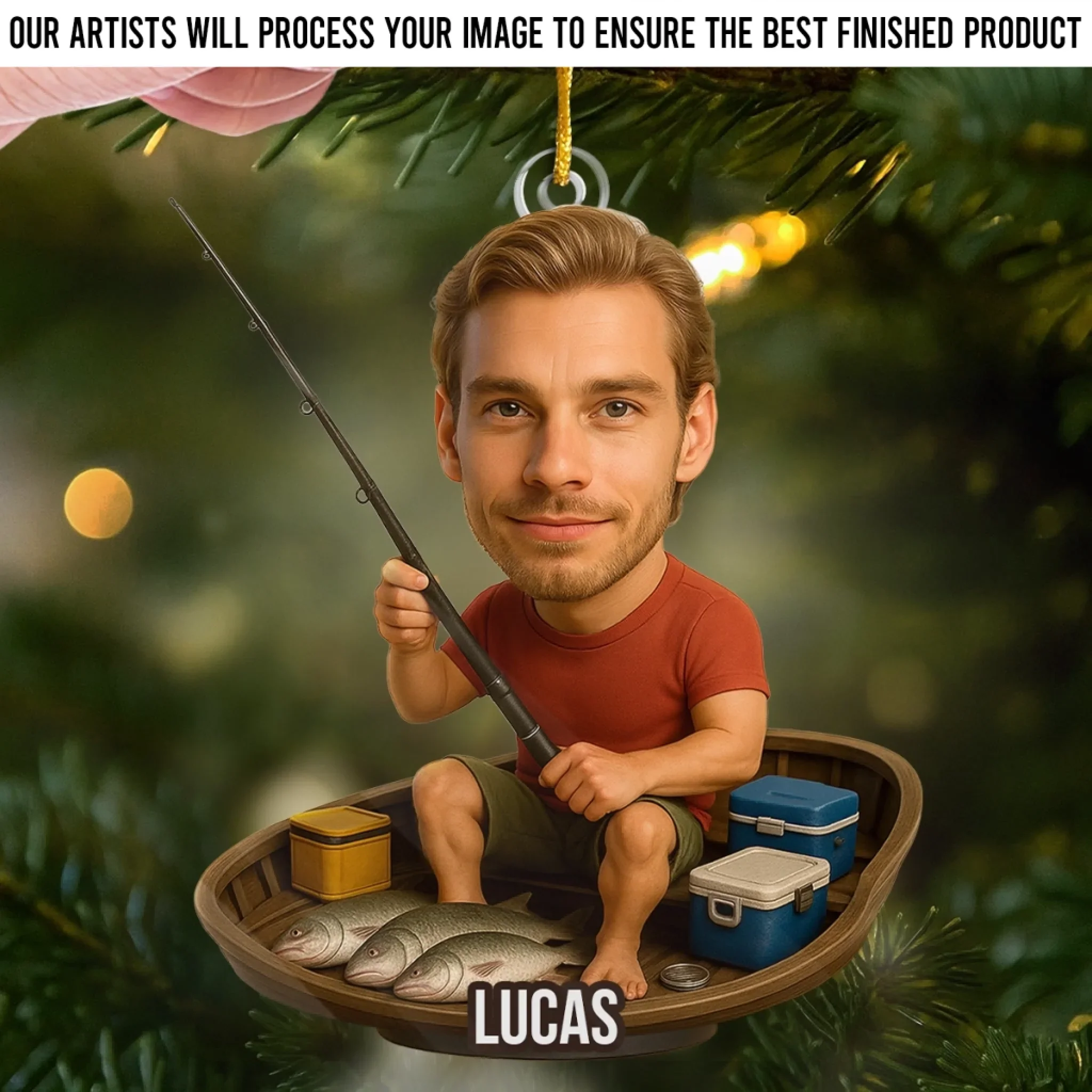 Custom Photo Acrylic Ornament - Personalized Christmas Birthday Fishing Gifts For Fisherman - Hooked On Fun - Robaser