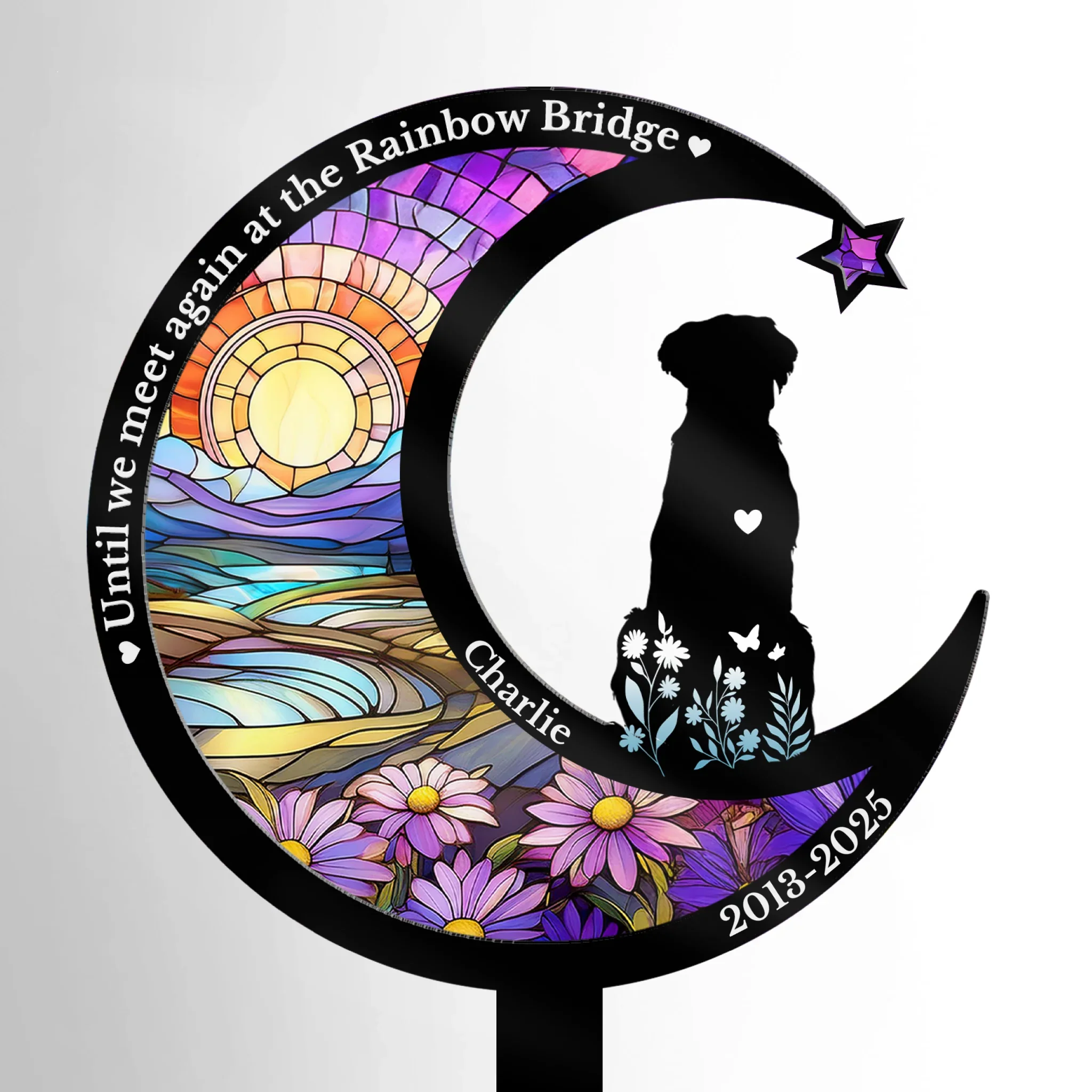 Custom Stain Glass Style Acrylic Garden Stake - Personalized Pet Memorial Gifts For Dogs - My Loyal Friend, My Forever Love - Robaser